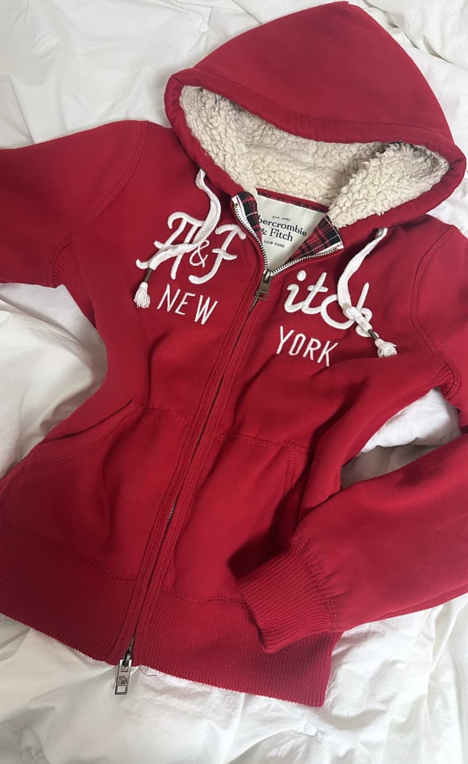 아베크롬비 희귀 y2k 레드 투웨이 후드집업 상품이미지1
