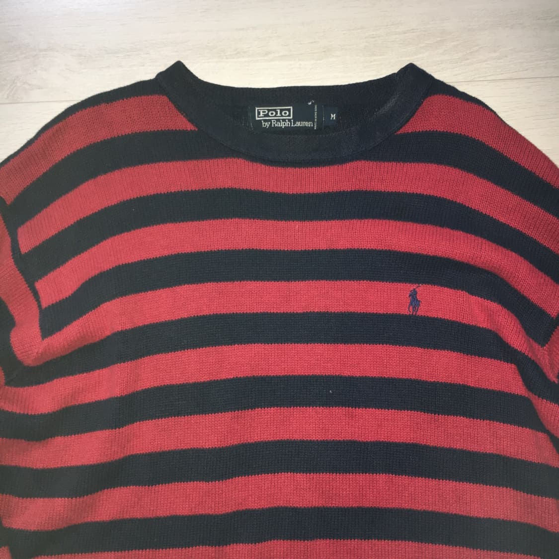 폴로 랄프로렌 단가라 스트라이프 빨강배색 니트 상품이미지3