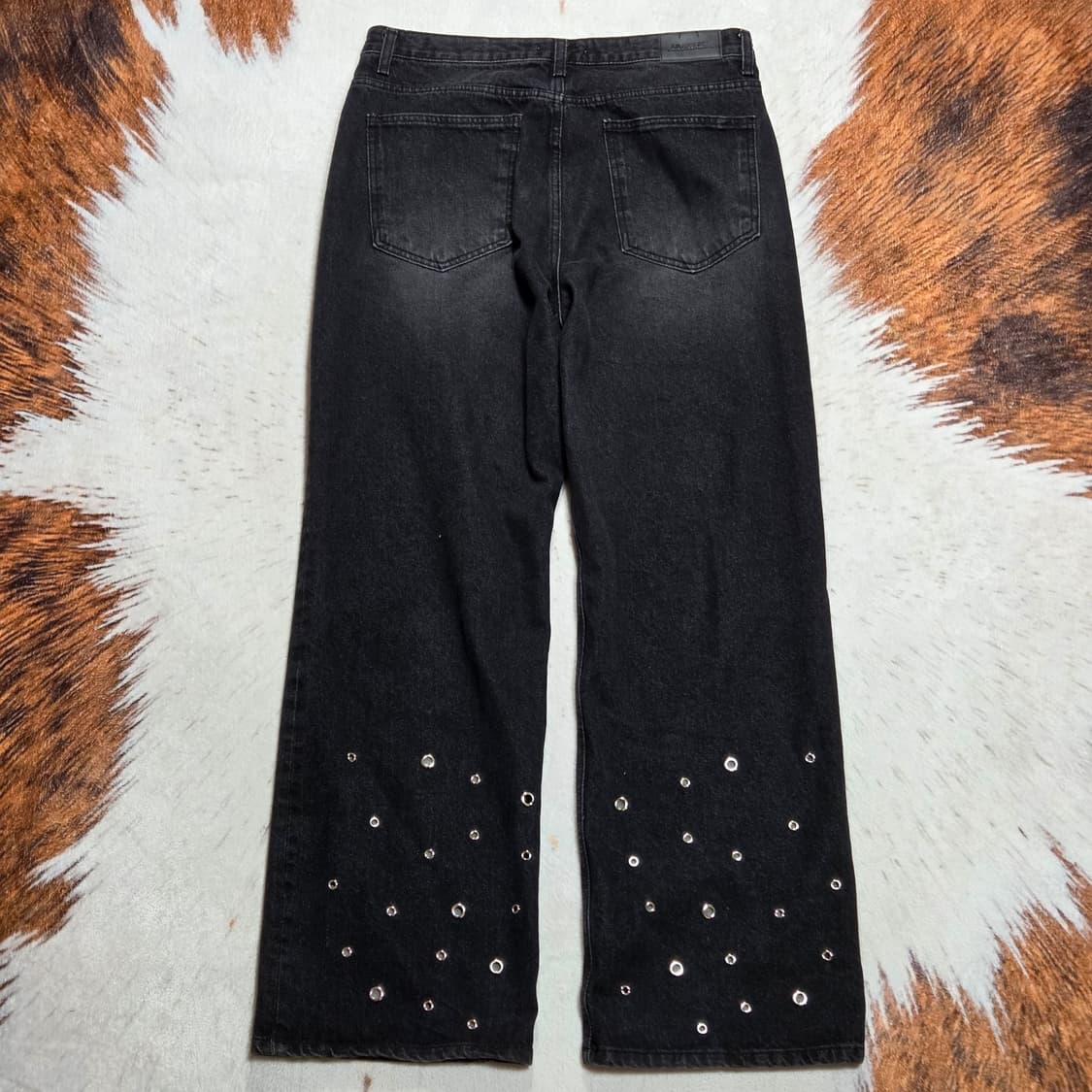 펑크 아일렛 흑청 와이드 팬츠 상품이미지4