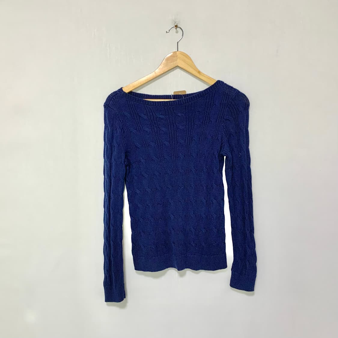 로렌랄프로렌 빈티지 케이블 유넥 세미크롭 니트 네이비 폴로 여성 M 상품이미지1