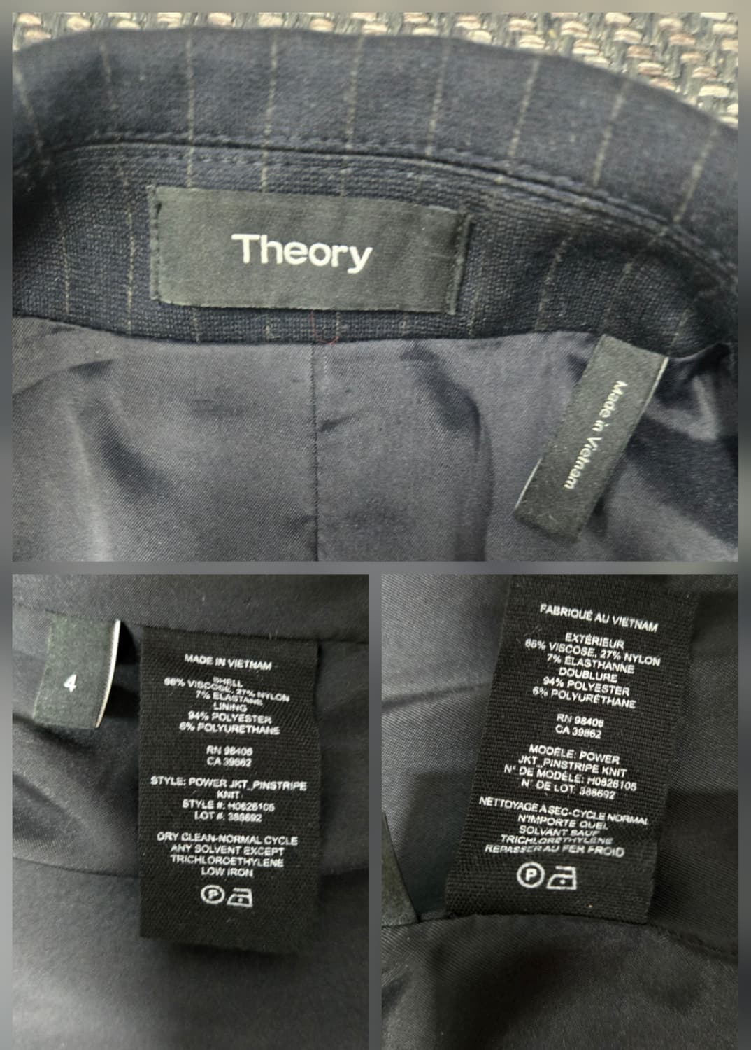 띠어리 Theory 스트라이프 더블 버튼 블레이저 네이비 자켓 상품이미지10