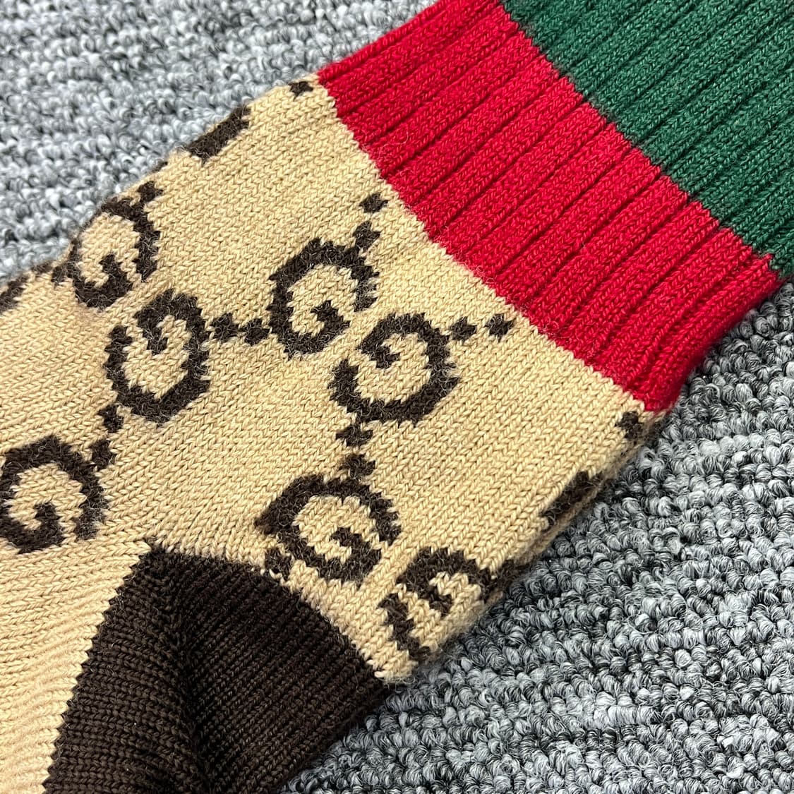 새상품 구찌 양말 GG 로고 스트라이프 울 롱삭스 니삭스 L 사이즈 상품이미지5