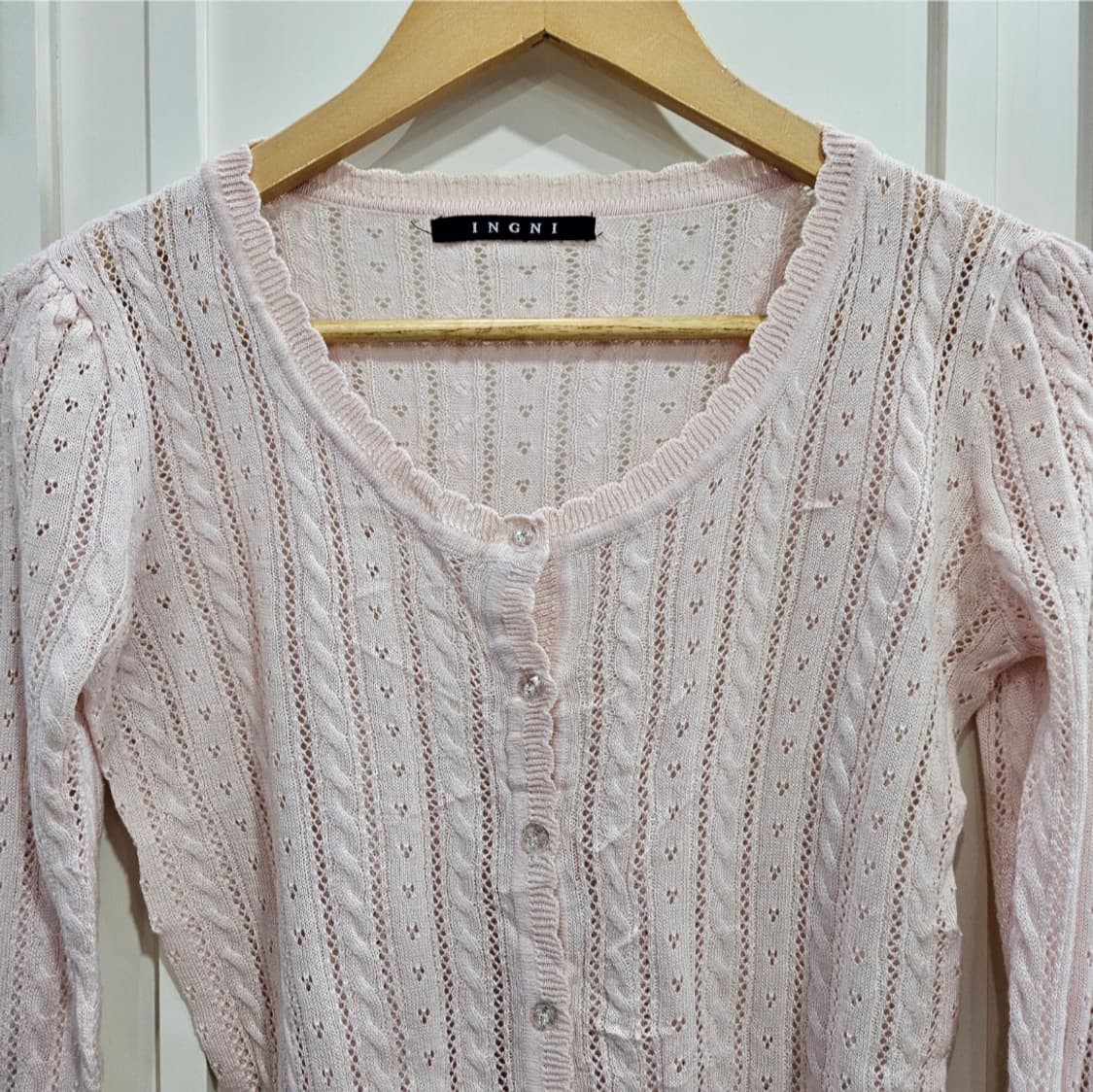 딸기우유 핑크 하트펀칭  가디건 상품이미지2