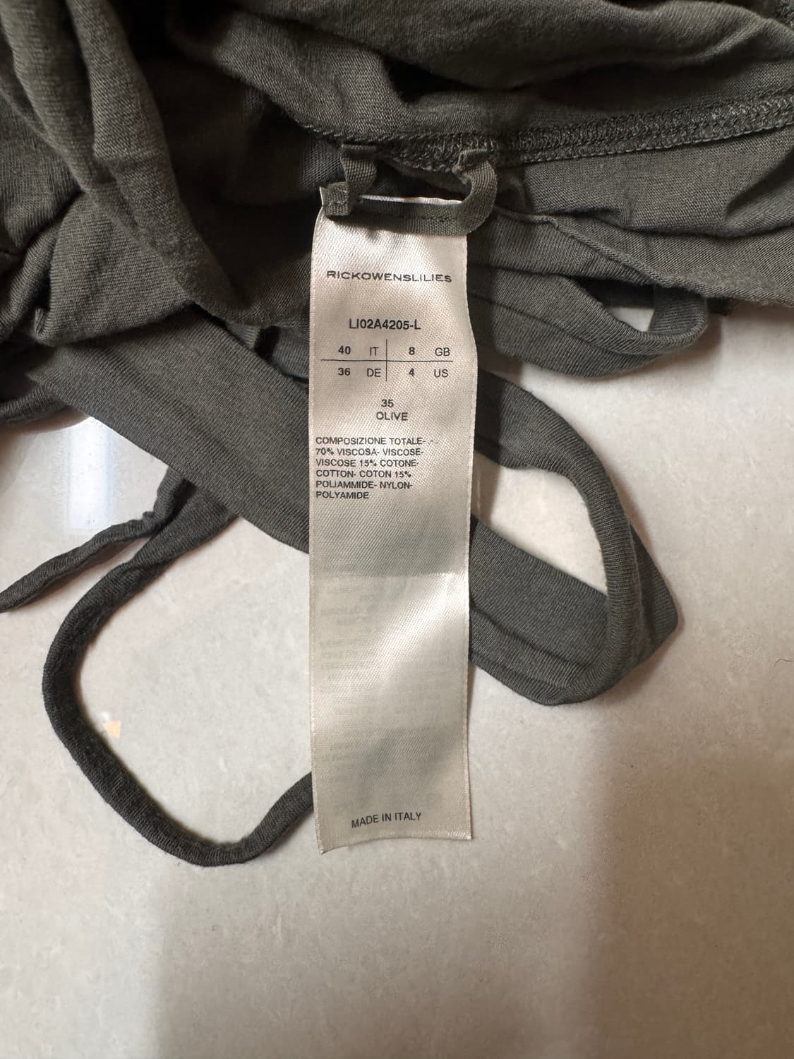 릭오웬스 본디지 원피스 올리브 35  상품이미지5