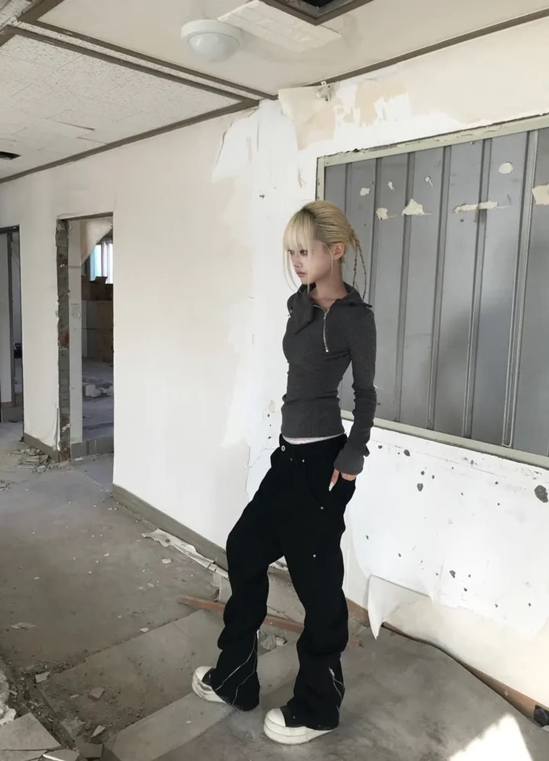 쿄이 지퍼 카고 팬츠 블랙  상품이미지2