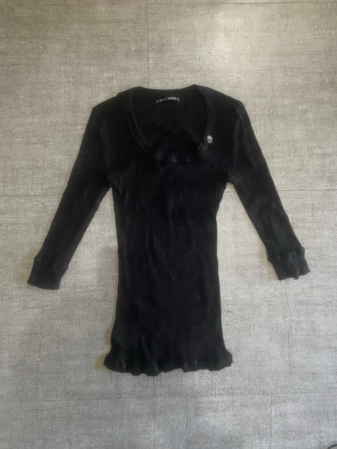 일본빈티지 scud 핀터깔y2k 오리엔탈펑크 딱붙핏 해골 니트스웨터 상품이미지1