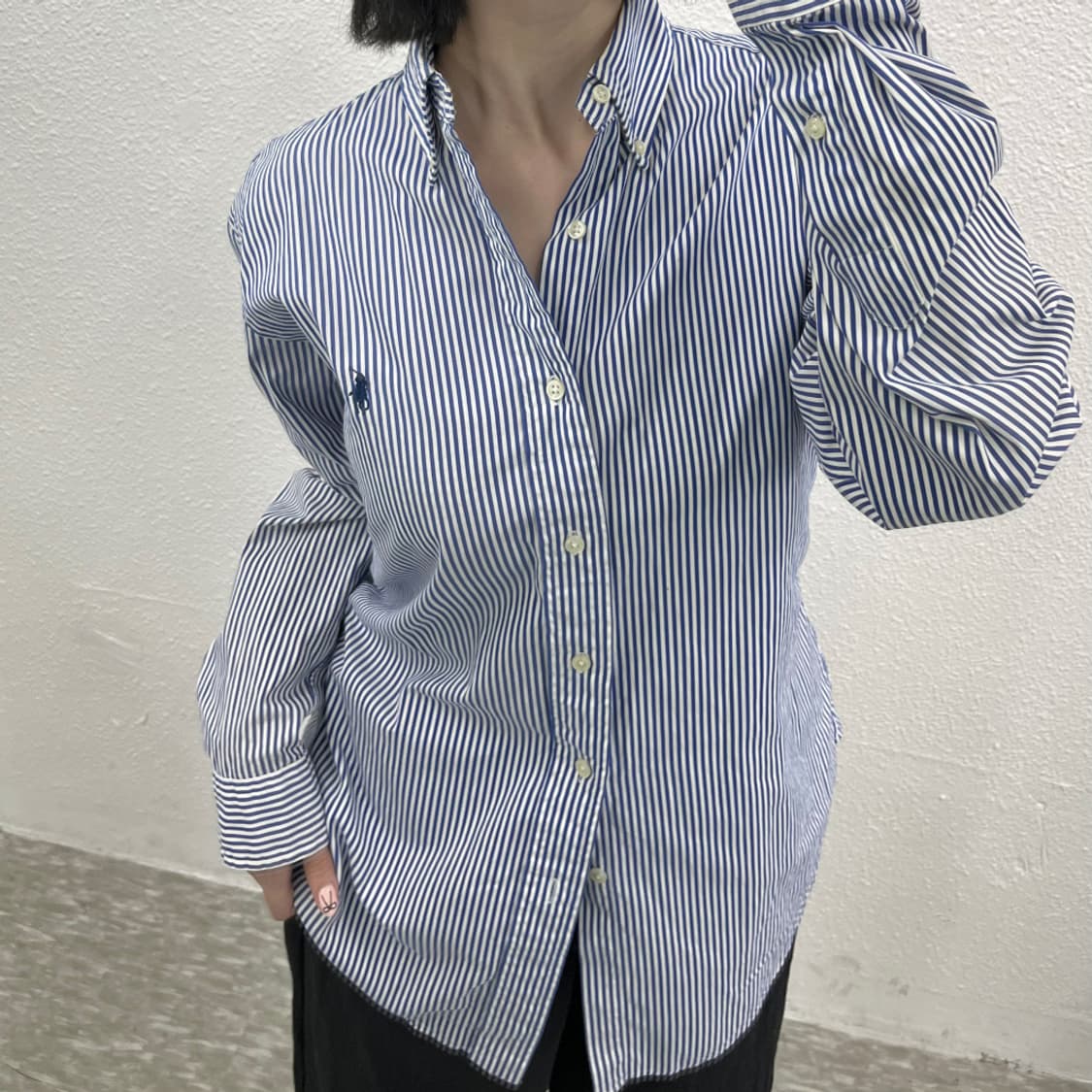 폴로 랄프로렌 네이비포니 네이비 스트라이프 셔츠 M 상품이미지6