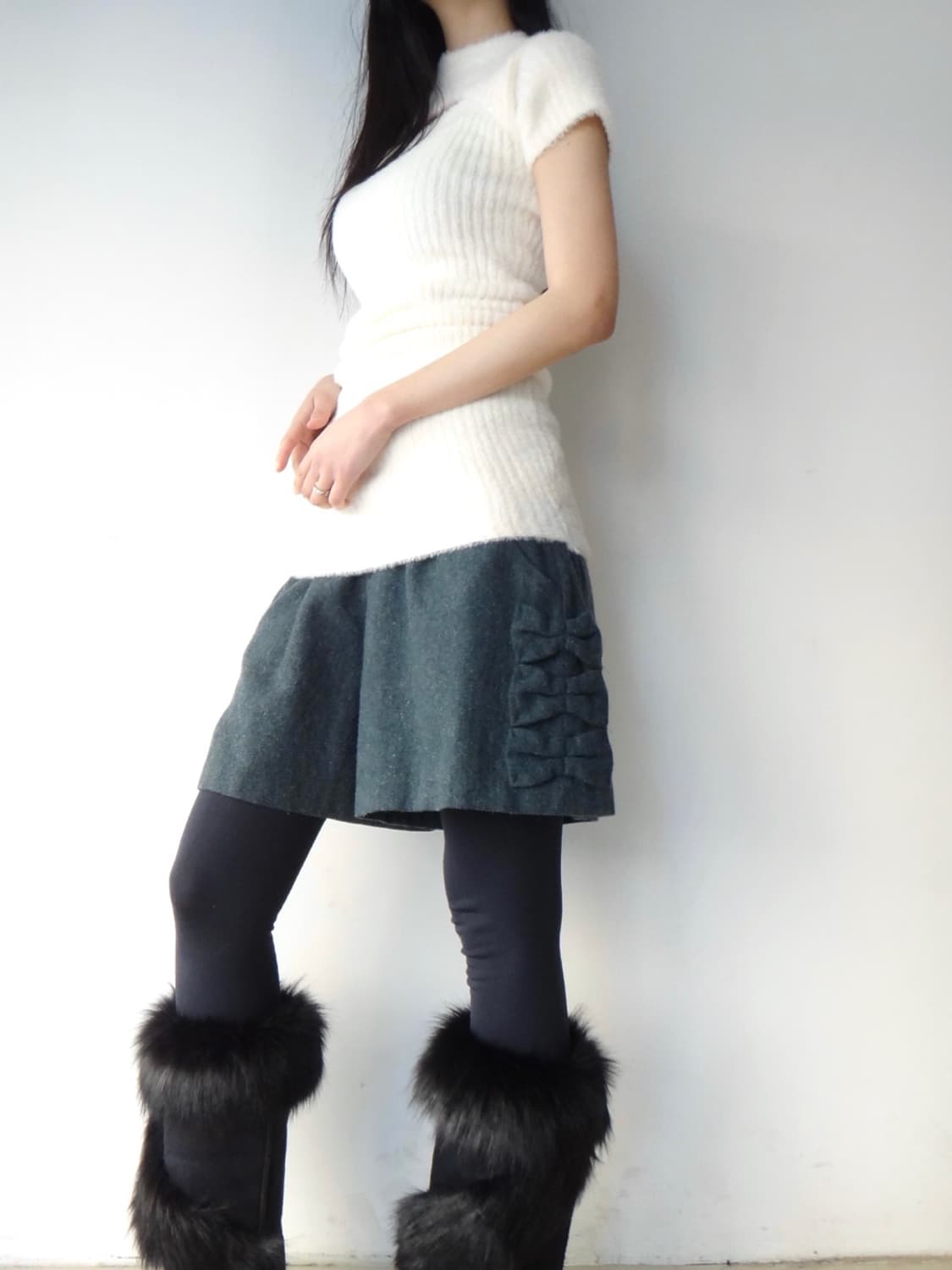 Ribbon detail warm mini pants  상품이미지4