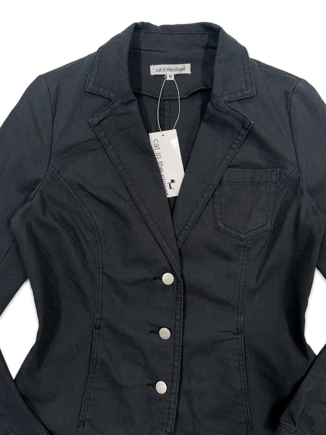 빈티지 cat in the closet 블랙 라인 슬림핏 싱글 자켓 상품이미지3