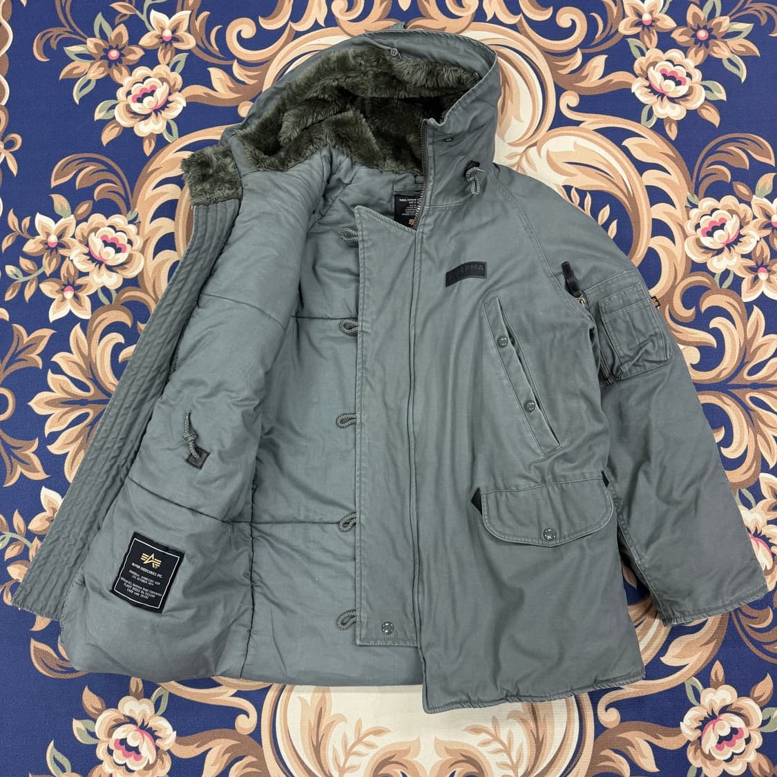 (M)알파 인더스트리  코튼 N3B 파카 자켓(올리브) 상품이미지4