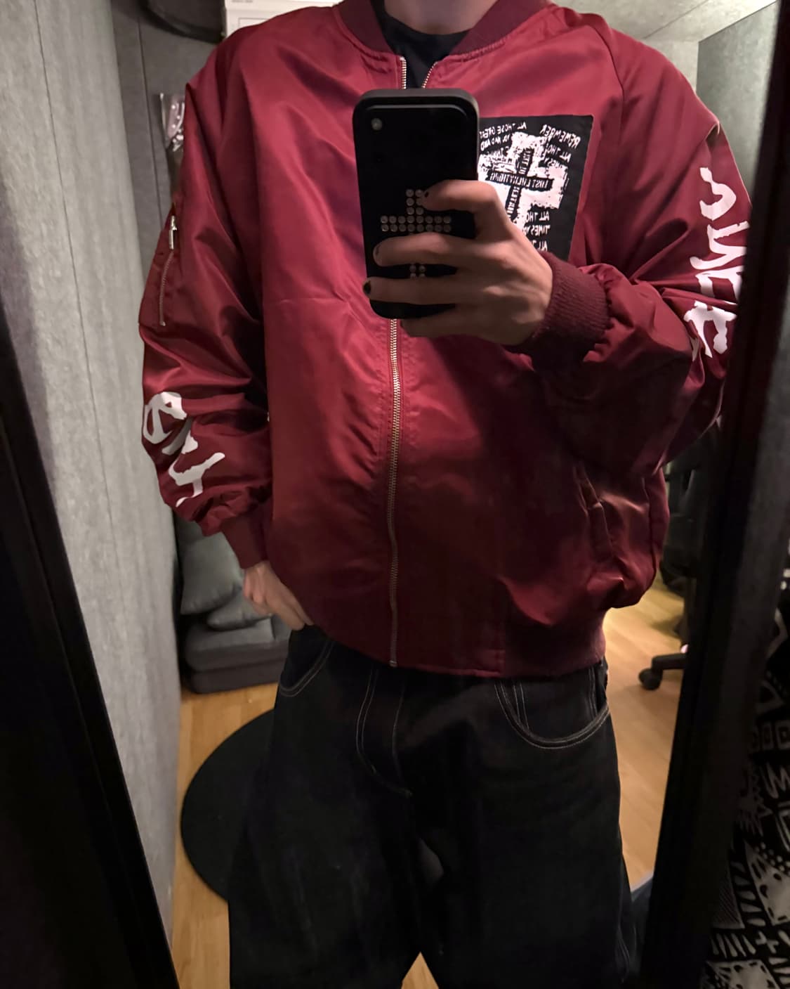 빈티지 프린팅 봄버 상품이미지1