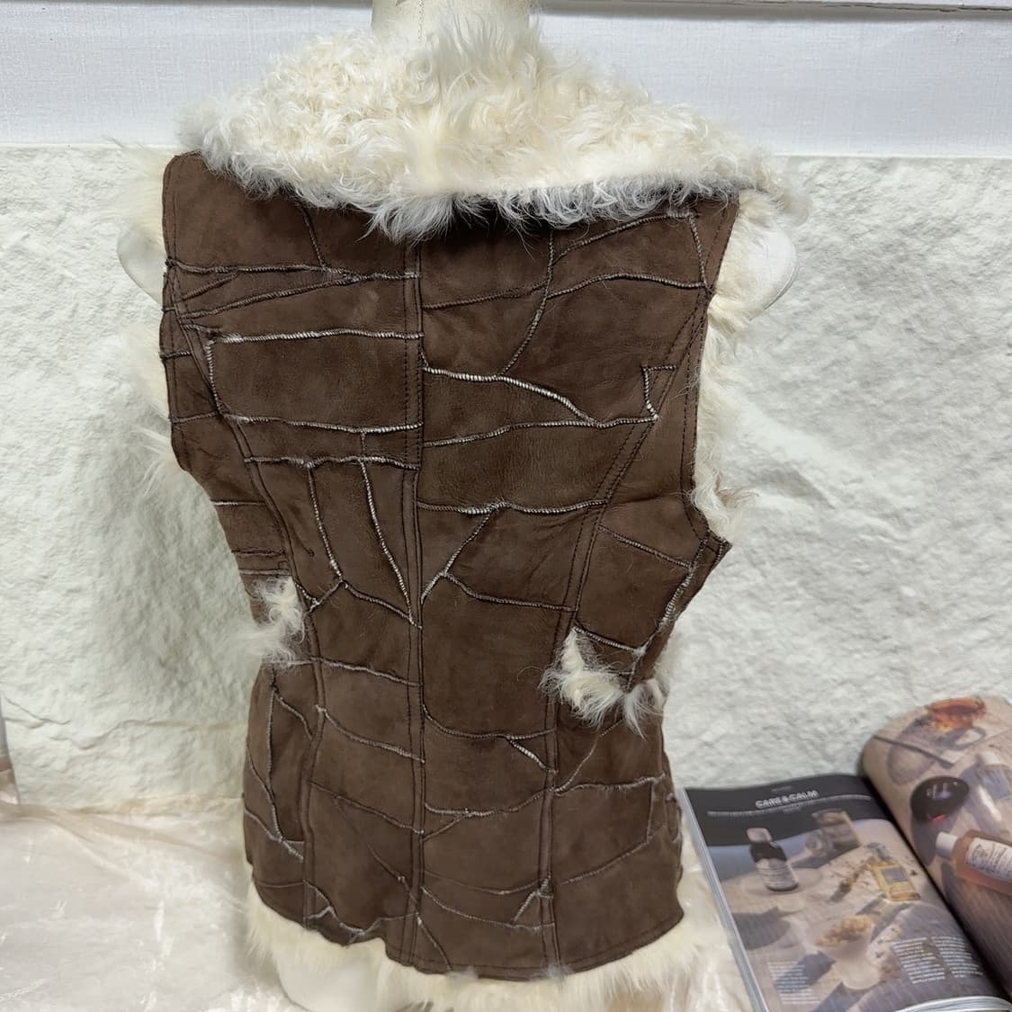 빈티지 커피브라운 양털 토스카나 양가죽 조끼 베스트 상품이미지4