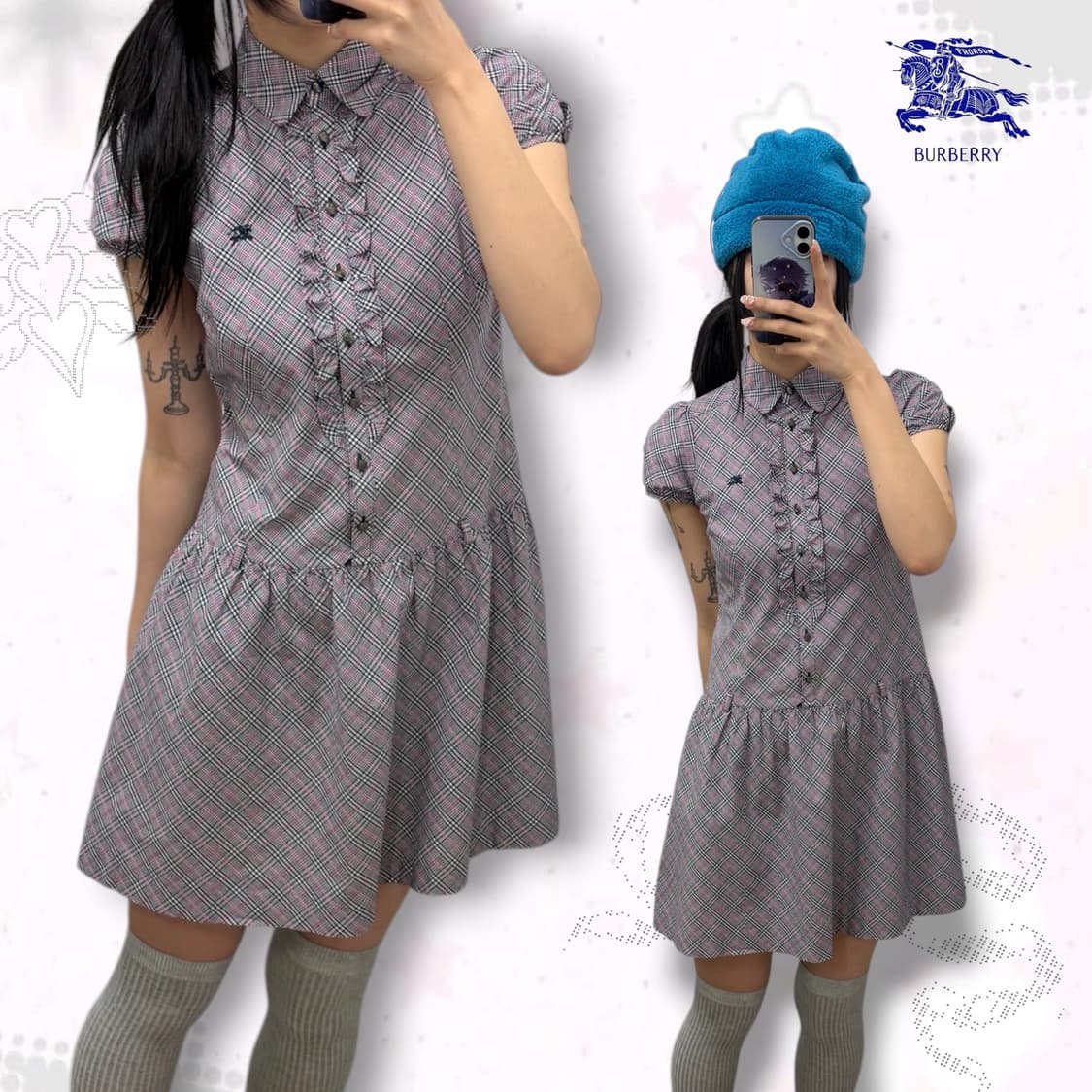 버버리 핑크체크 원피스 상품이미지1