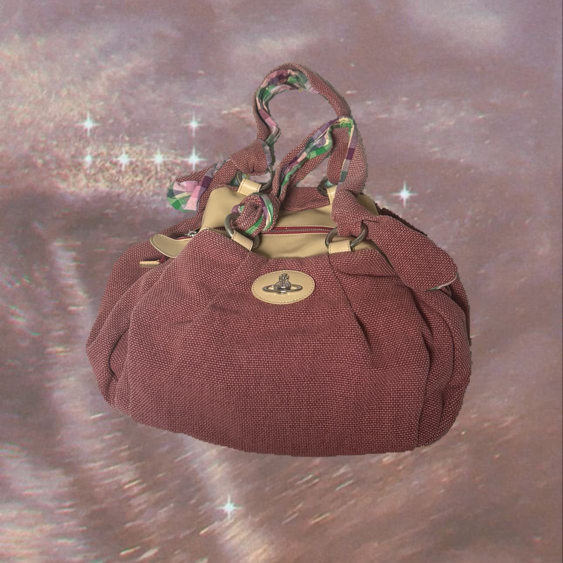 비비안 웨스트우드 핑크 체크 숄더백 상품이미지2