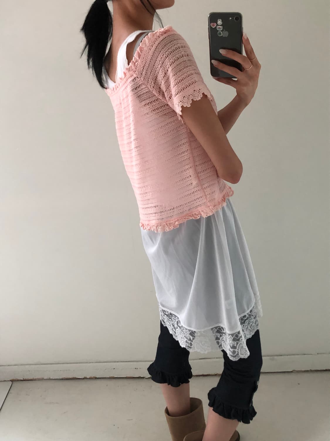 일본빈티지 리즈리사 프릴 레이스 반팔 상품이미지4