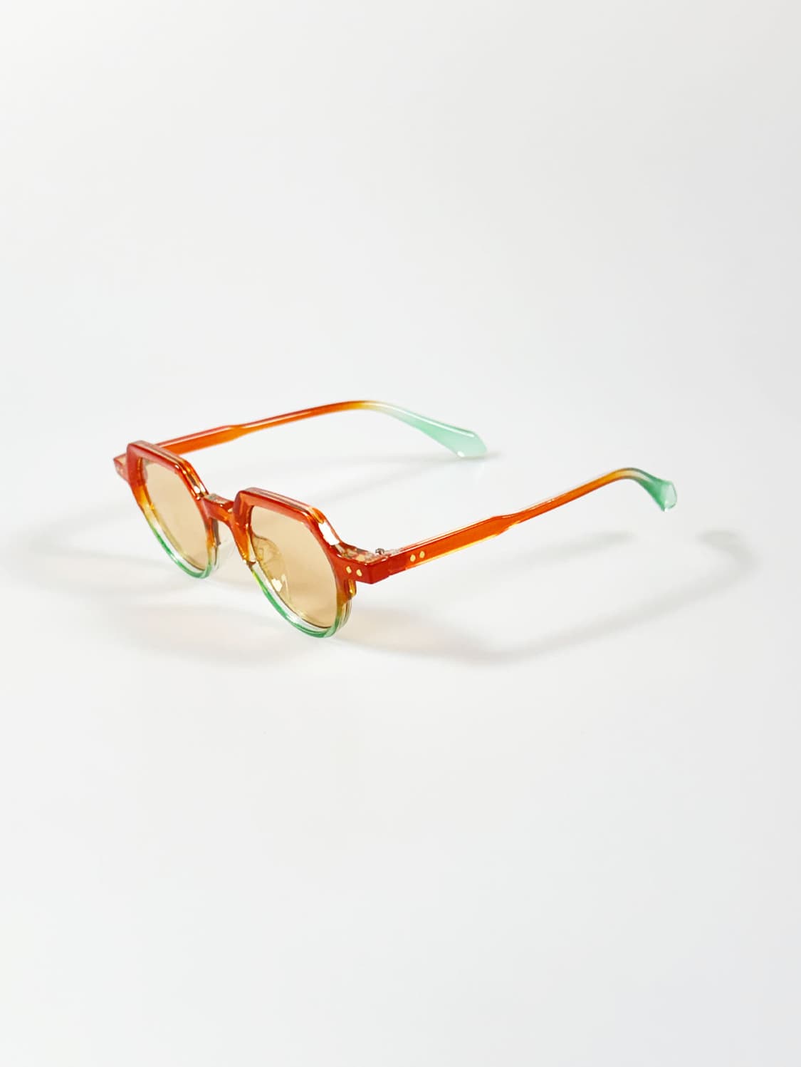 볼드 지오메트릭 라운드 투톤 프레임 빈티지 틴트 선글라스 상품이미지3