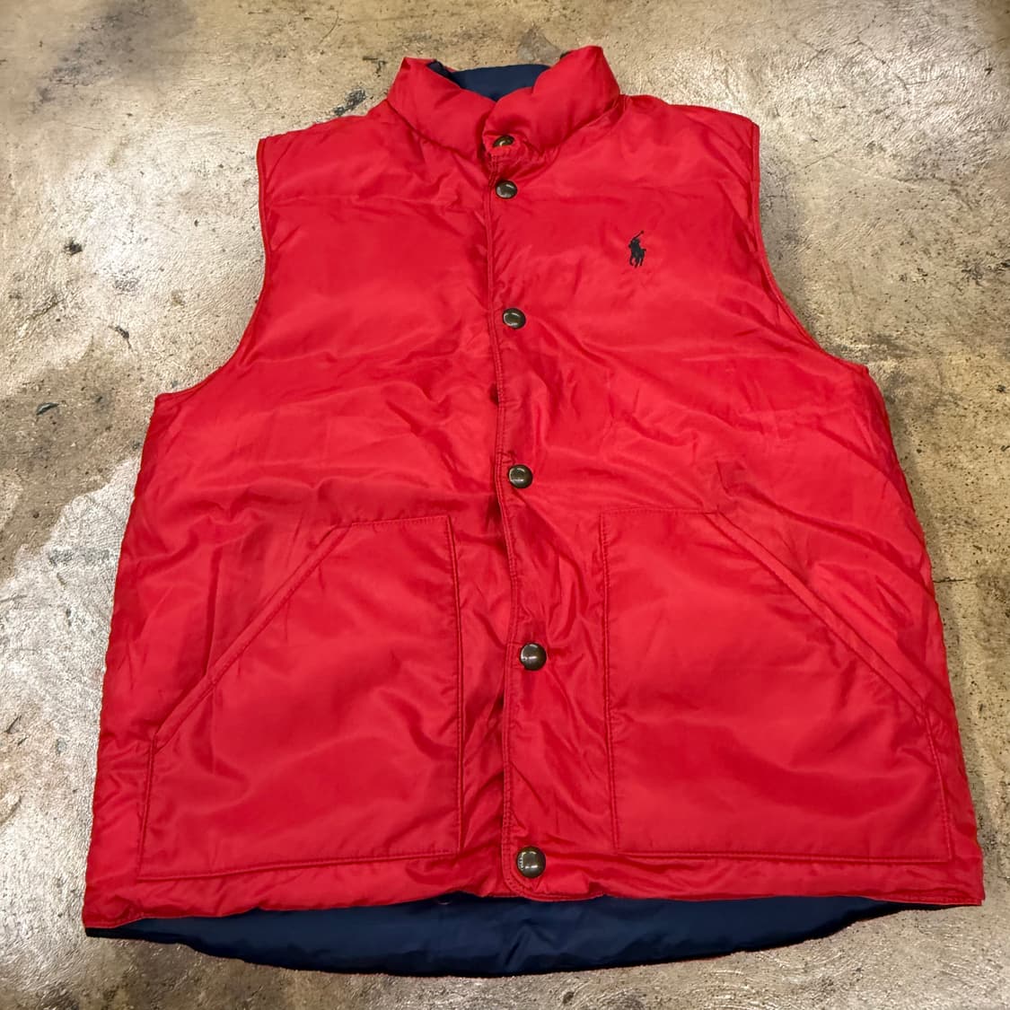 폴로 랄프로렌 양면 리버시블 레드 네이비 패딩 조끼  상품이미지5