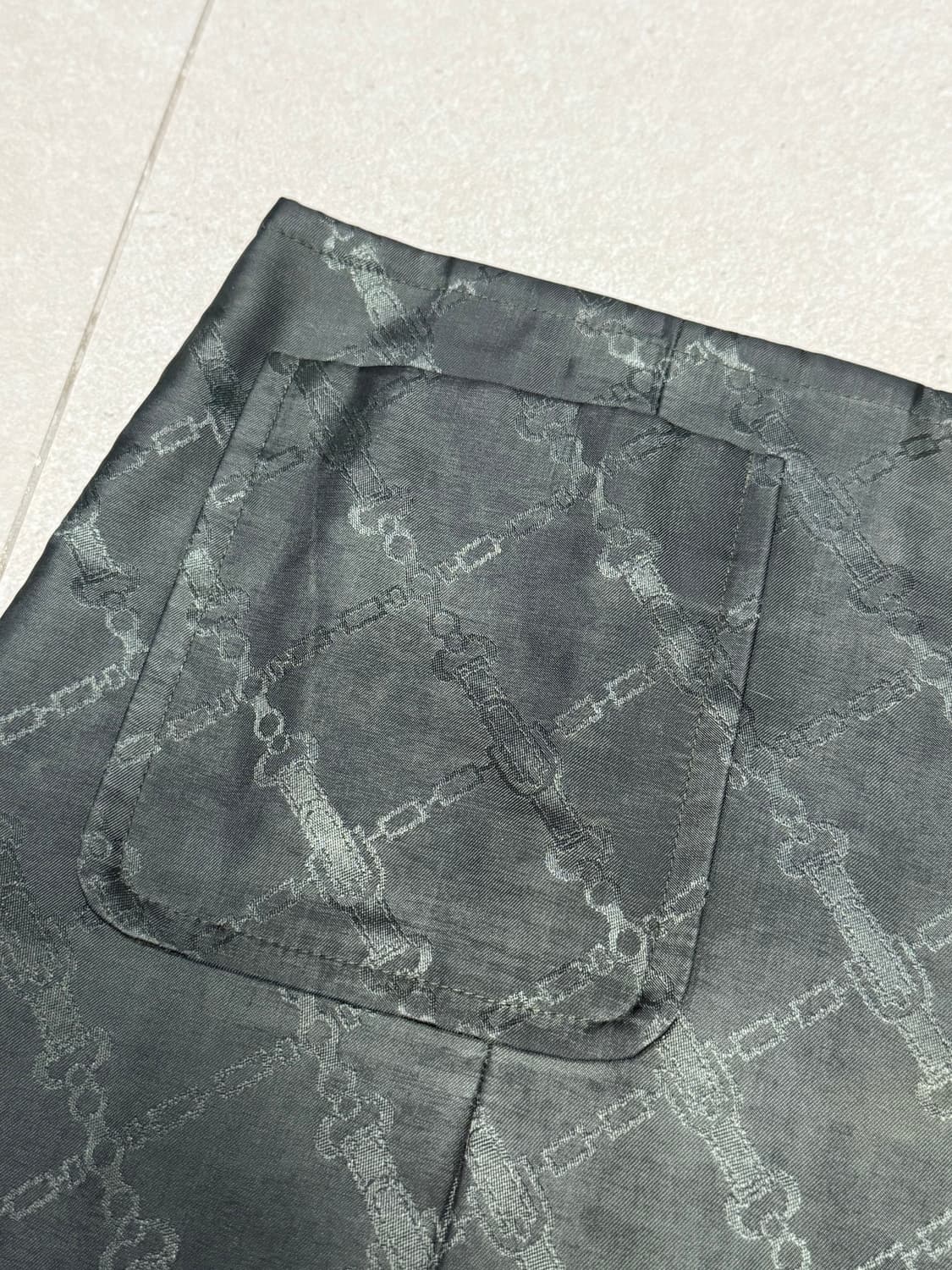 2000 준야 와타나베 새틴 원단 음각 쇠사슬 패턴 스커트 치마 상품이미지4