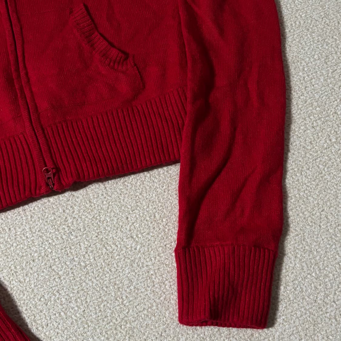 빈티지 아베크롬비 레드 딱붙 니트집업 상품이미지4