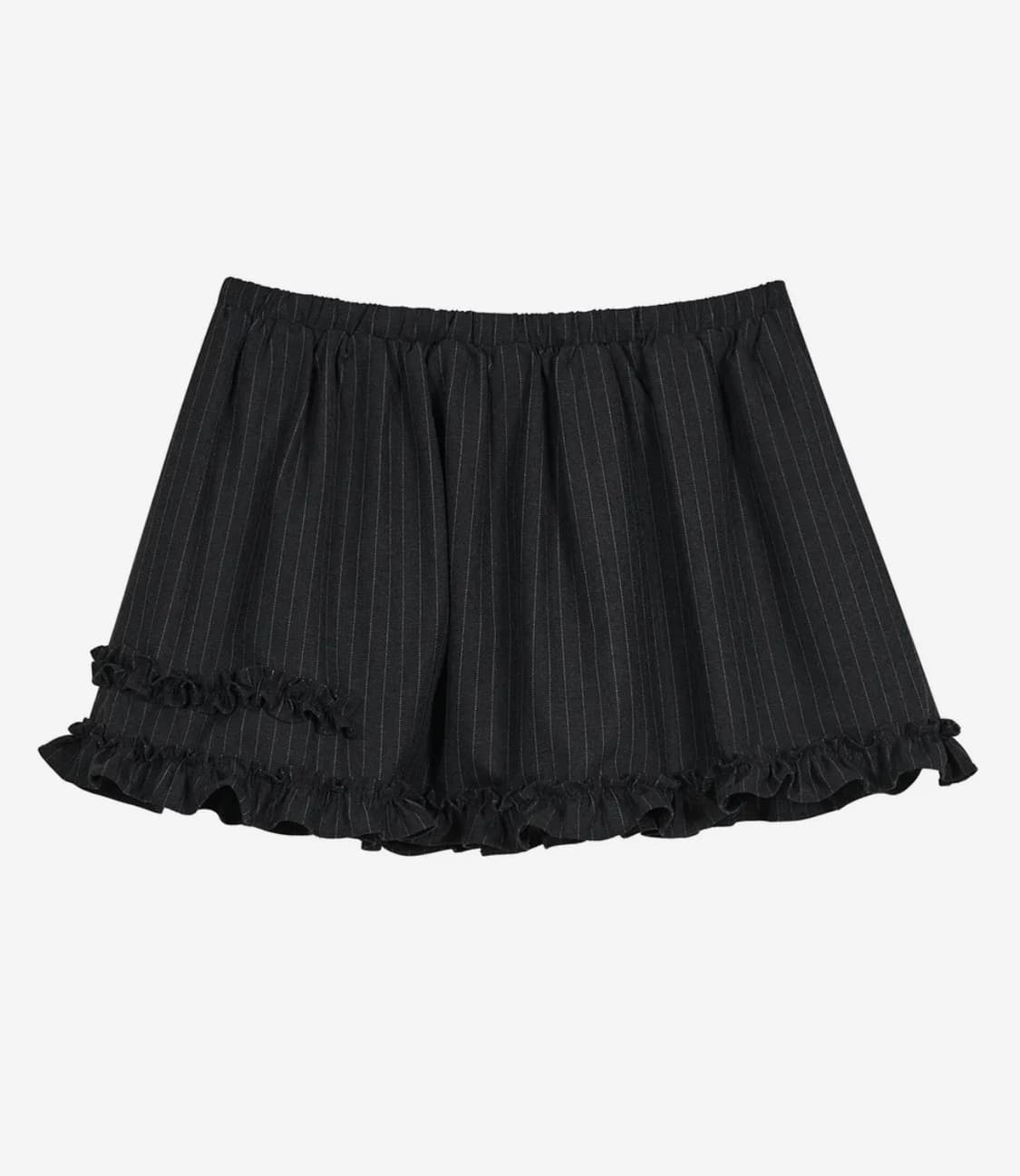 Striped Hem Ruffle Skirt [Charcoal] 상품이미지3
