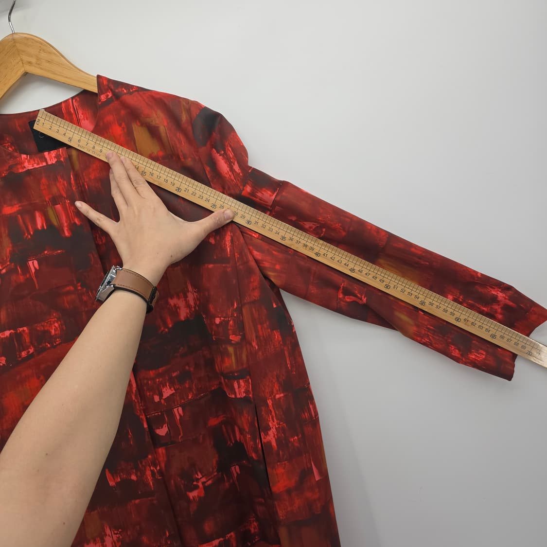 COS 레드 패턴 롱 코트 36사이즈 상품이미지8