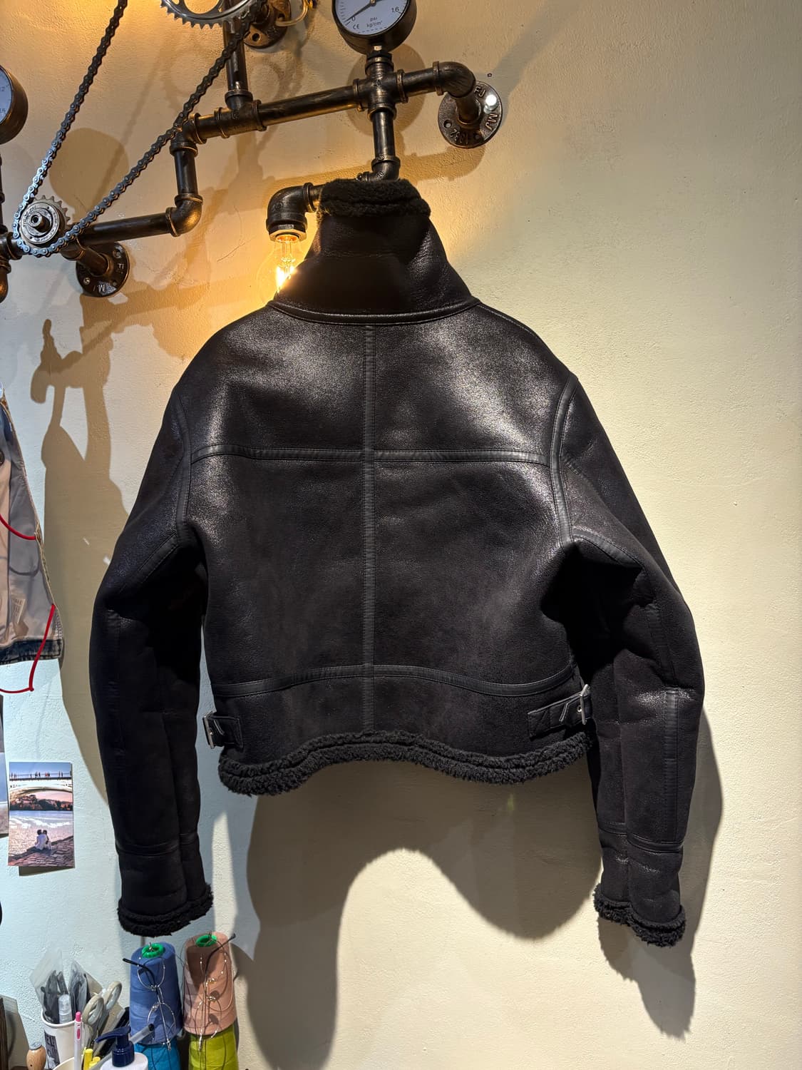 레더 숏 무스탕 재킷 상품이미지2