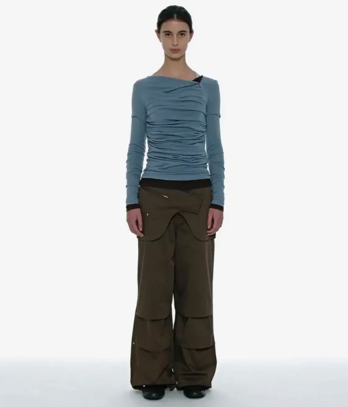 파르티멘토 우먼 레이어드 파라슈트 팬츠 브라운 상품이미지1