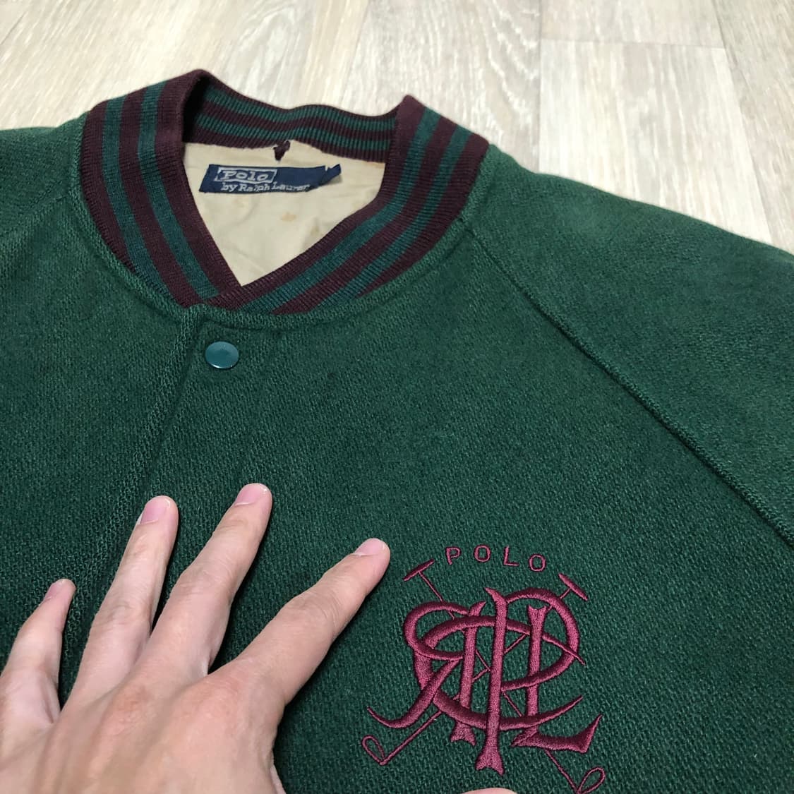 (L) 90's 폴로 랄프로렌 POLO 스크램블로고 스타디움 바시티 자켓 상품이미지7