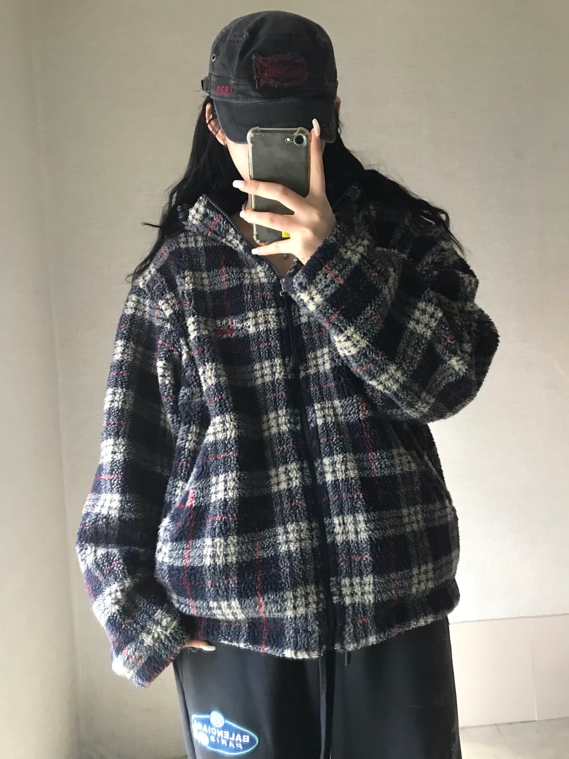 리 체크 후리스 점퍼 상품이미지3