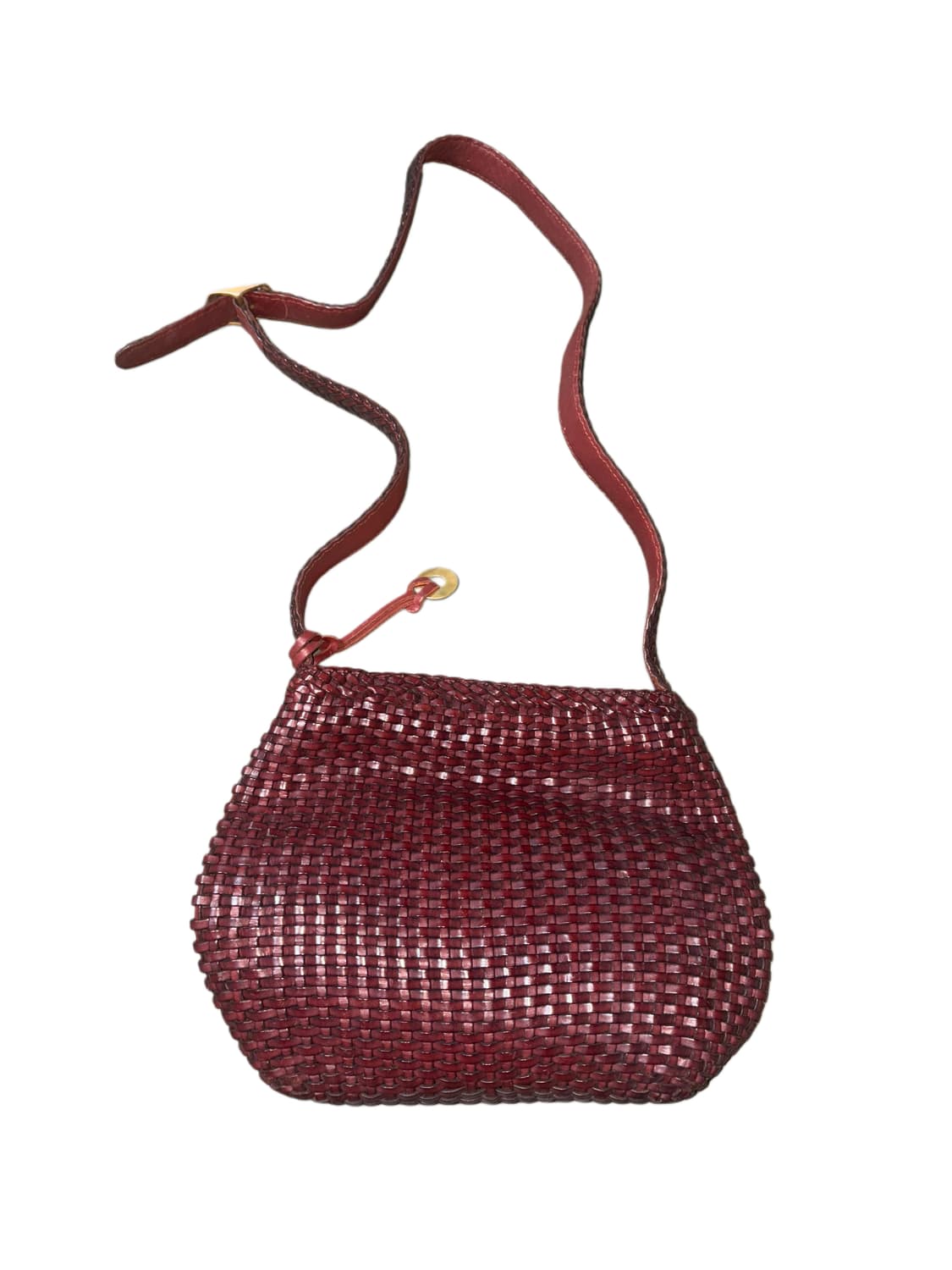 가죽 짜임 버건디 숄더백  상품이미지2