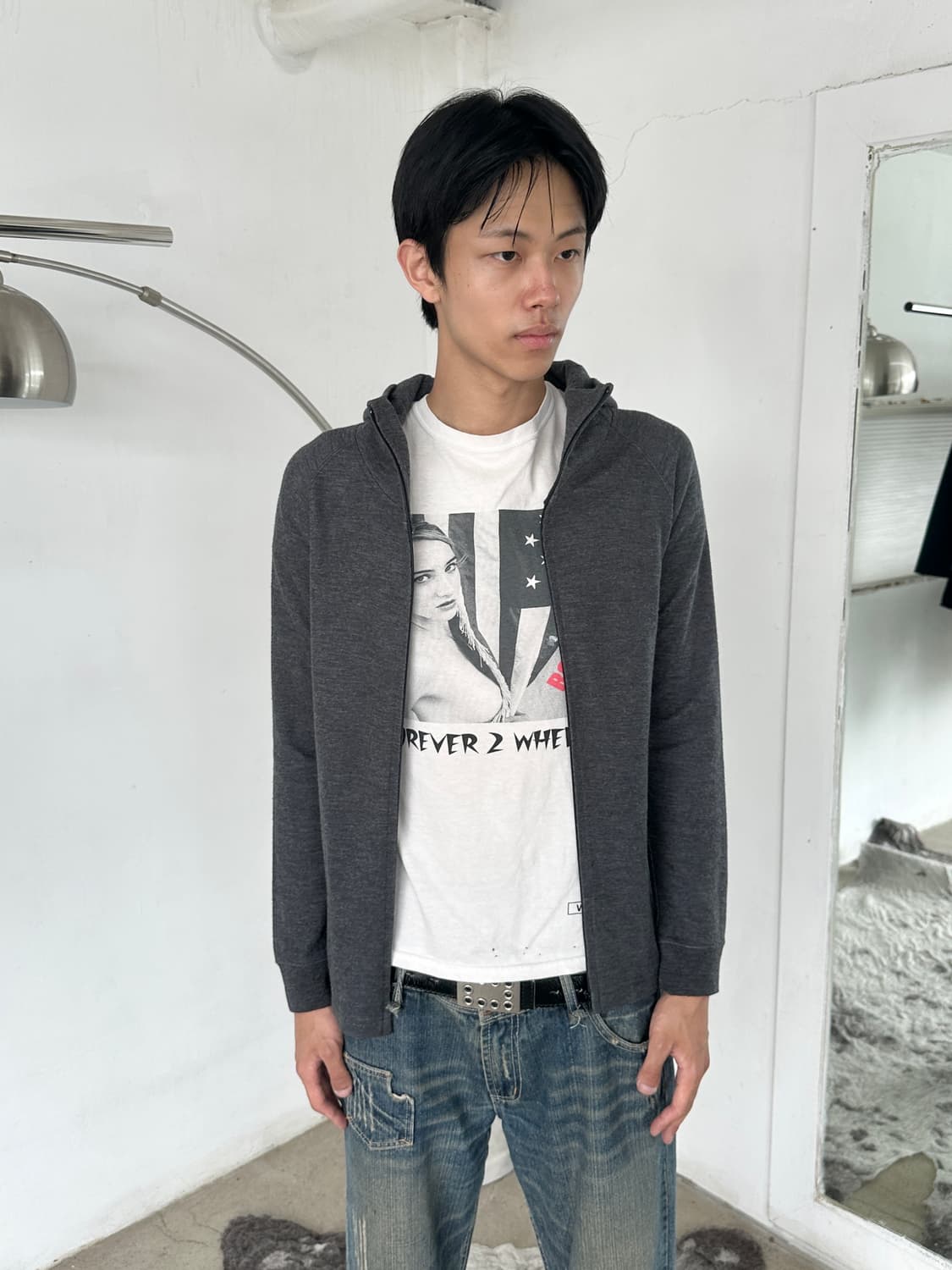 츠모리 치사토 멜란지 후드 집업 상품이미지2
