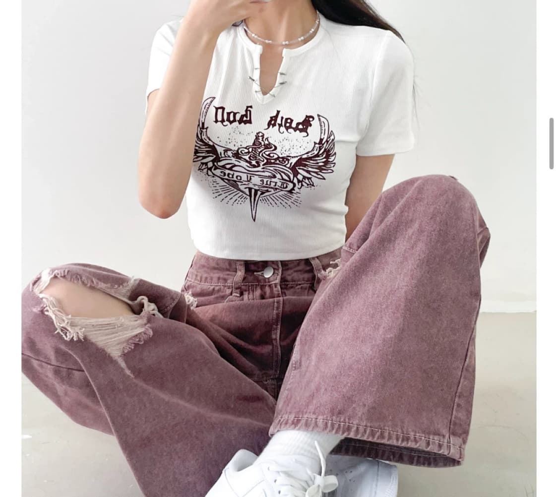 y2k 빈티지 키티 크롭 반팔티 상품이미지1