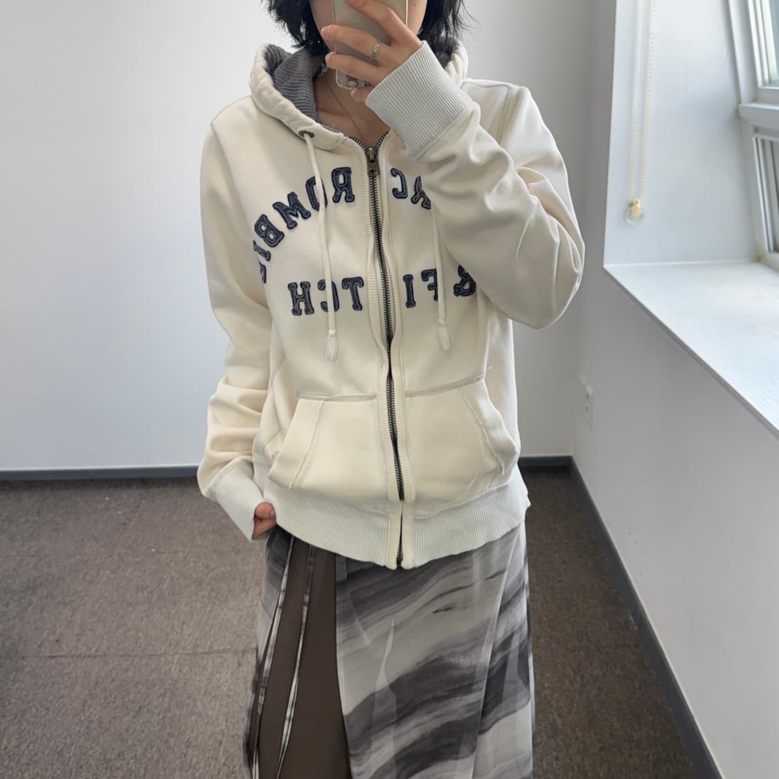 Abercrombie 아베크롬비 아치로고 아이보리 후드집업  상품이미지1