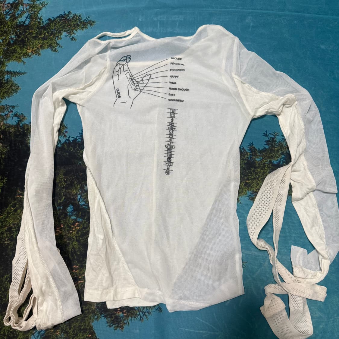 Ojos 오호스 밴디드 메쉬 롱슬리브 화이트 상품이미지2