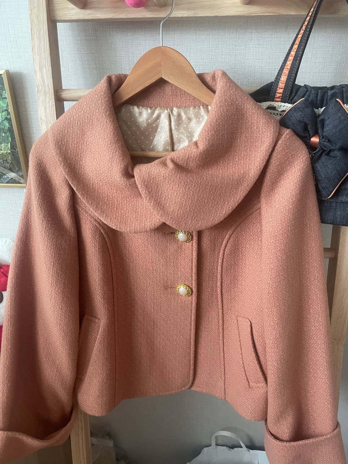 모리걸 빈티지 핑크베이지 러블리 숏코트 💗🤍 상품이미지3