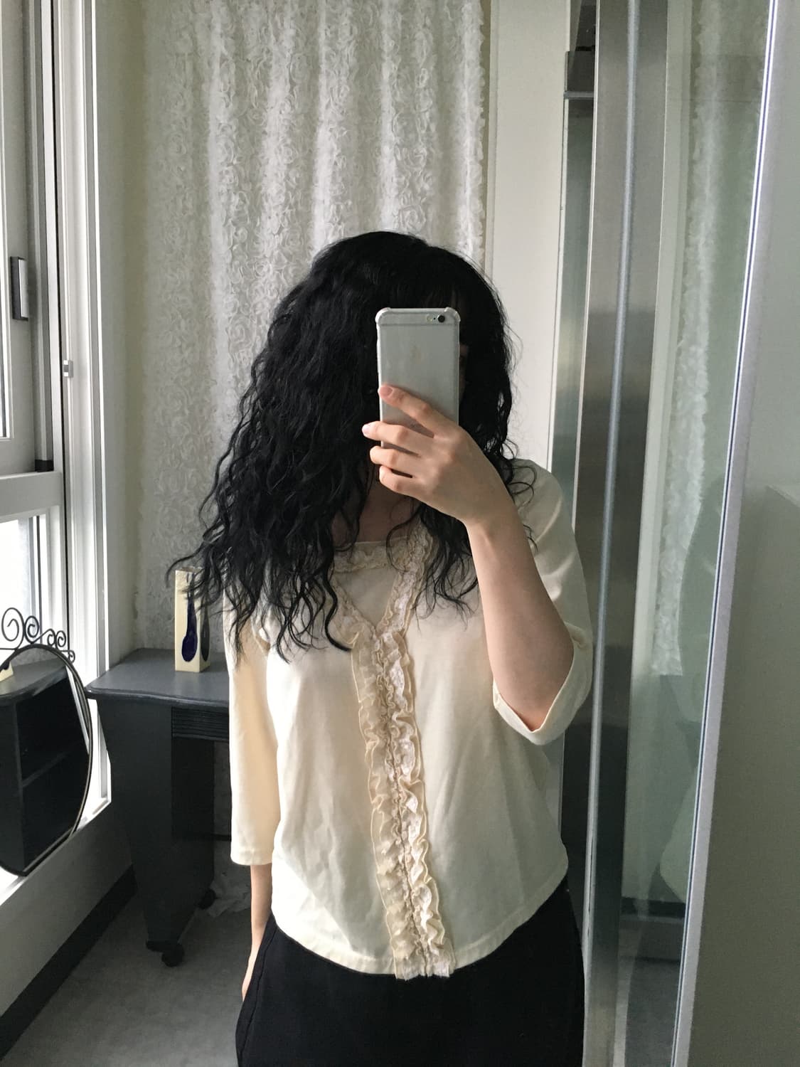 frill lace trim sleeve top 상품이미지3