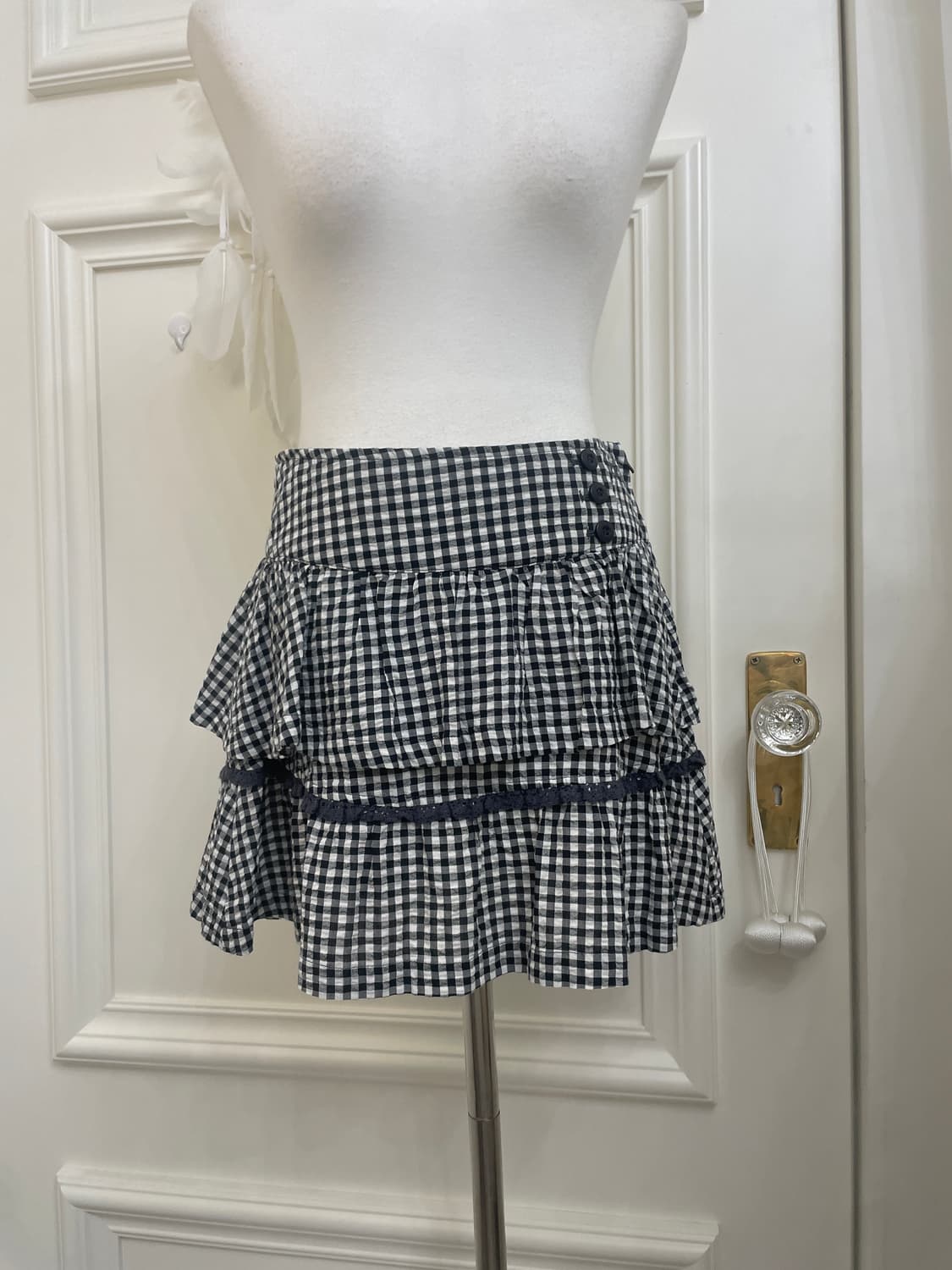 black&white check button point layered s 상품이미지5