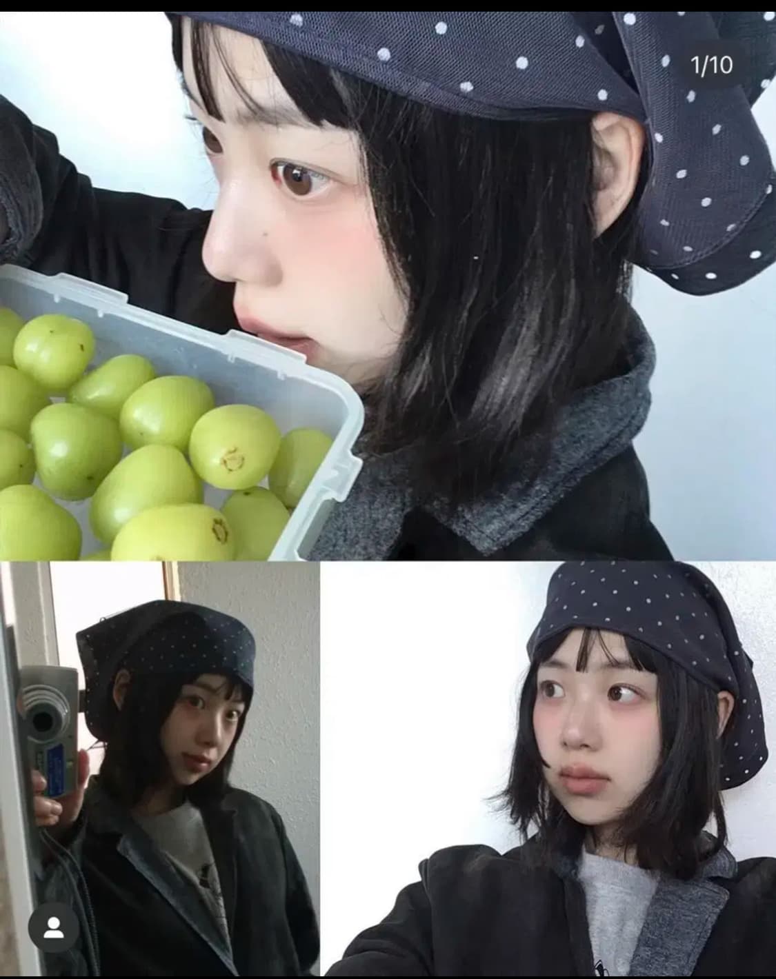 더뮤지엄비지터 레이어드 도트 스카프 반다나 네이비 상품이미지1