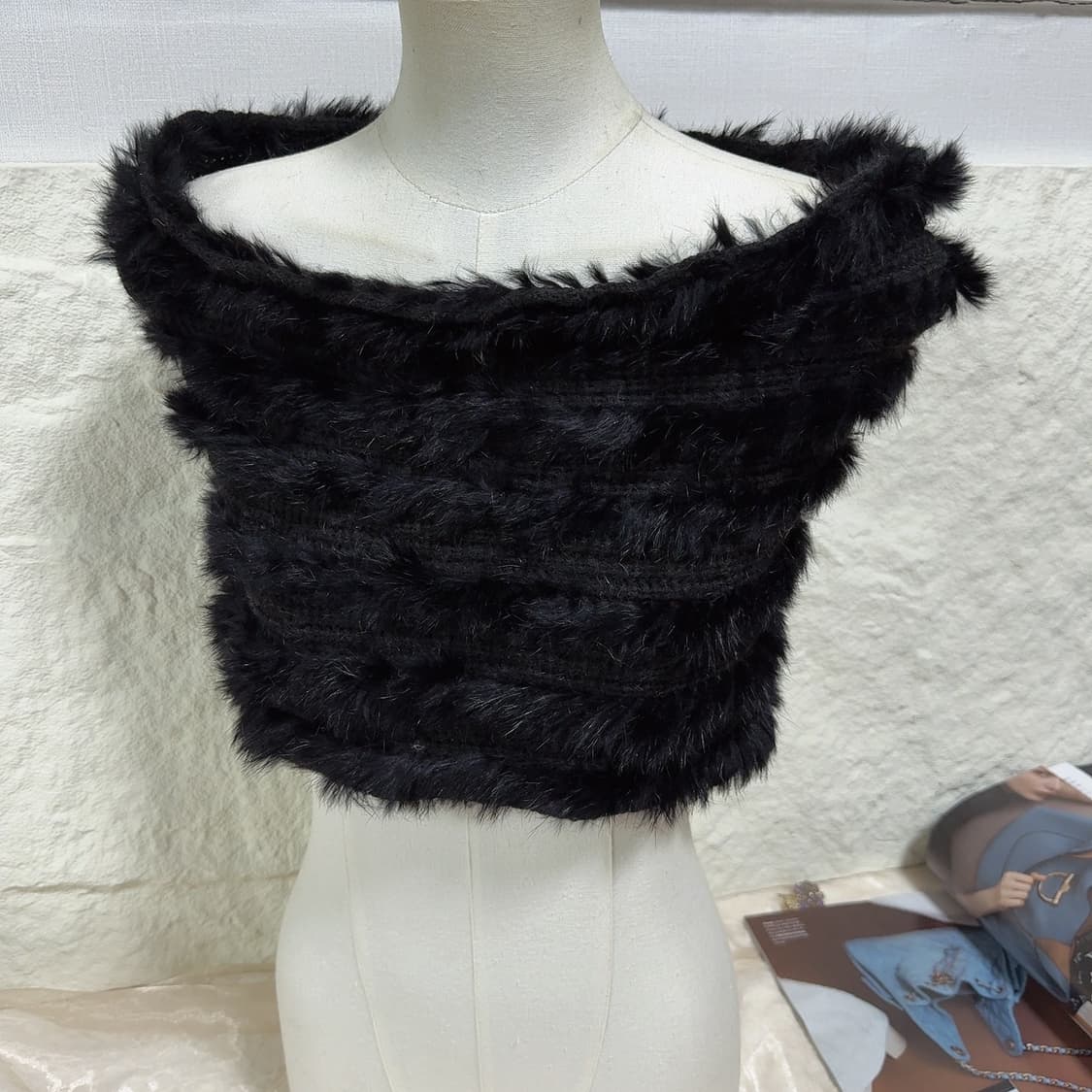 빈티지 madeleine 유럽수입 토끼털니트 목도리 케이프 상품이미지2