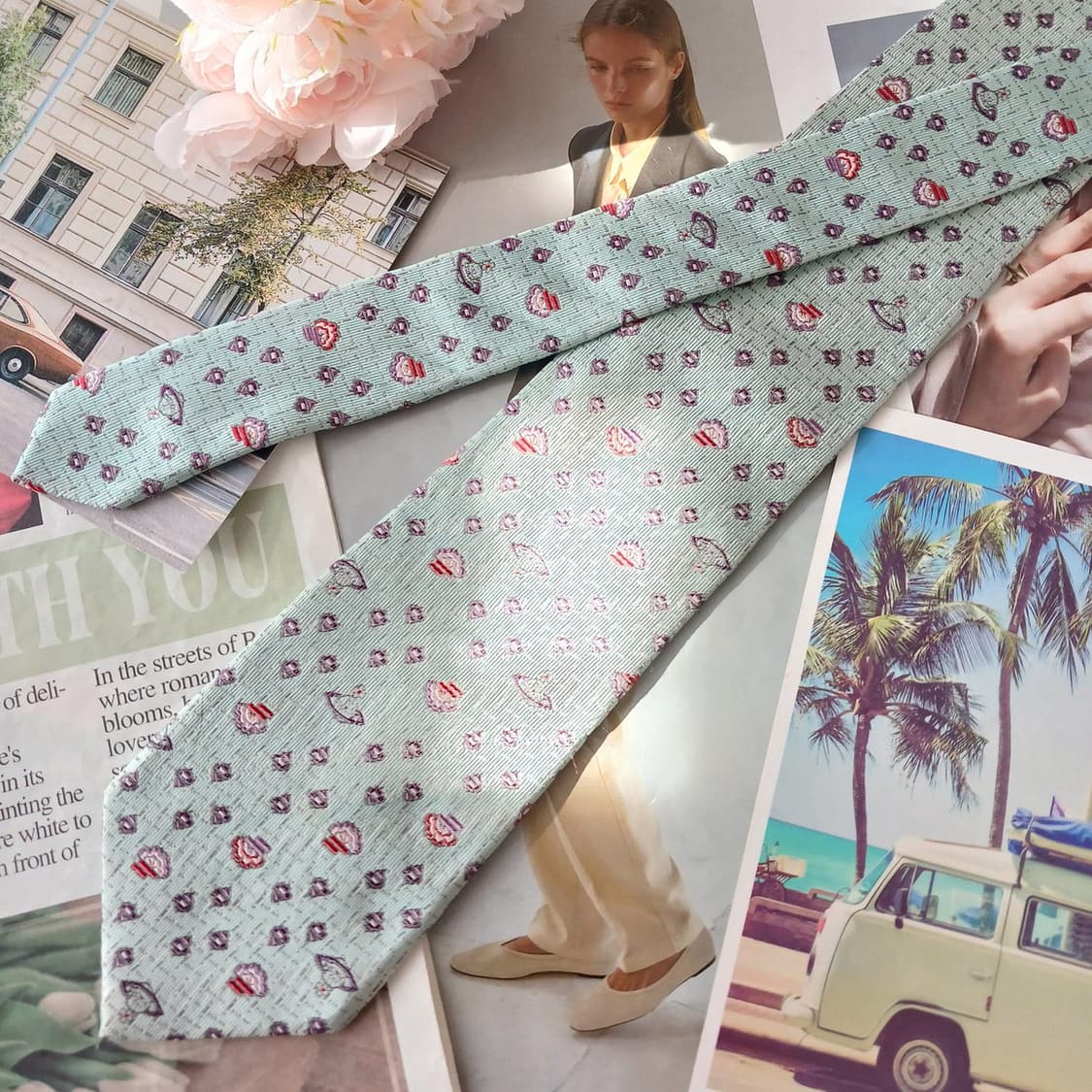 비비안웨스트우드 실크 민트 패턴 넥타이 8.8cm A~B등급 A19481 상품이미지4