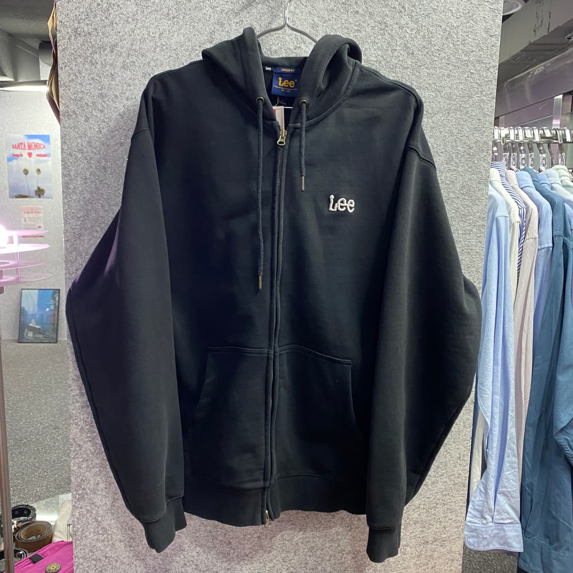 Lee 자수 스몰 로고 블랙 후드 집업 B3505 상품이미지2