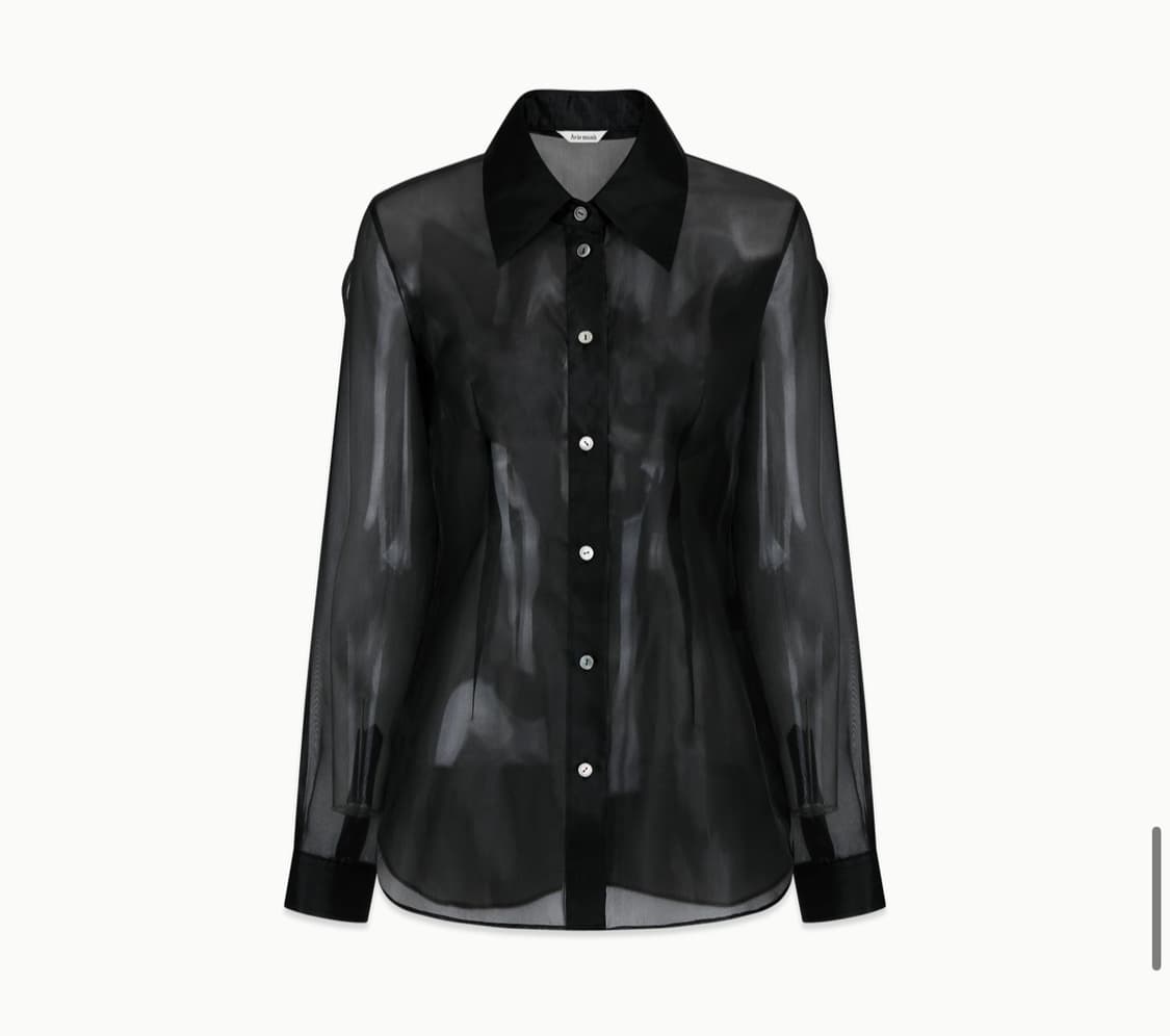 아비에무아) 실키 시어 슬림 셔츠 BK 1 상품이미지2