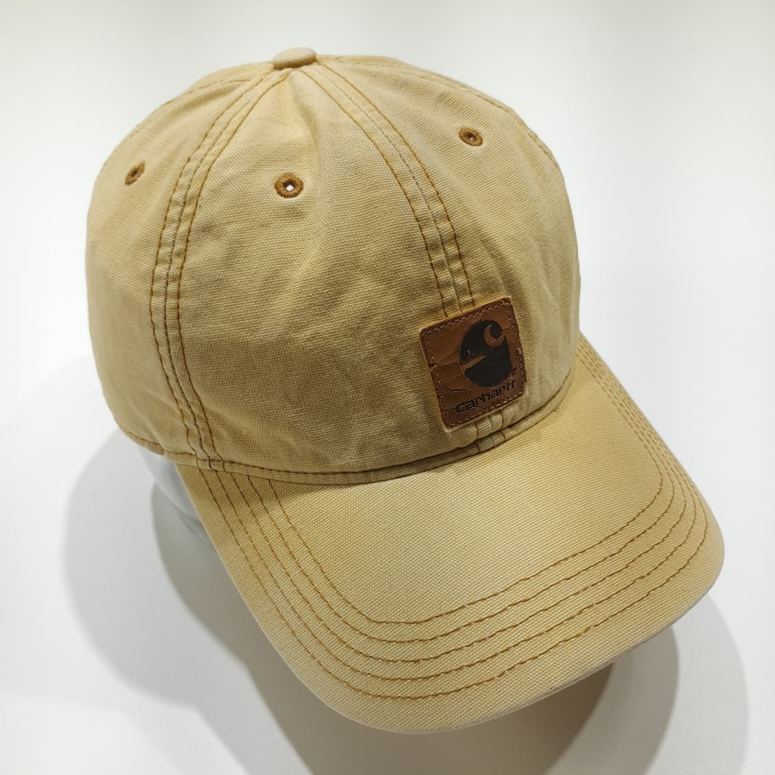 CL837 칼하트 가죽패치 페이드 샌드브라운 볼캡 모자 상품이미지2