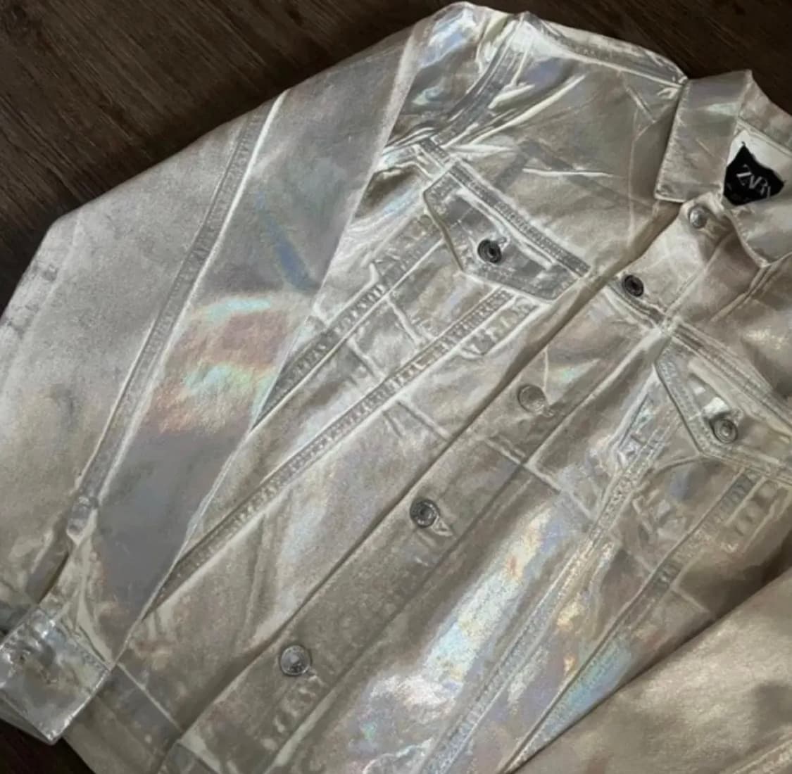 [ZARA] 자라 홀로그램 이펙터 웨스턴자켓 화이트 로즈핑크 상품이미지4