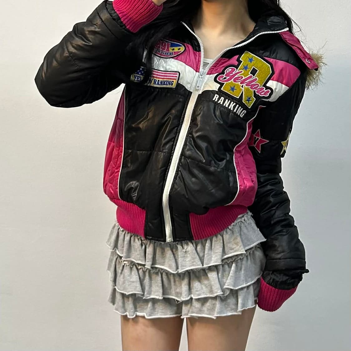 일본빈티지 y2k 펑크 퍼 자켓 걸즈 숏패딩(M) 상품이미지1