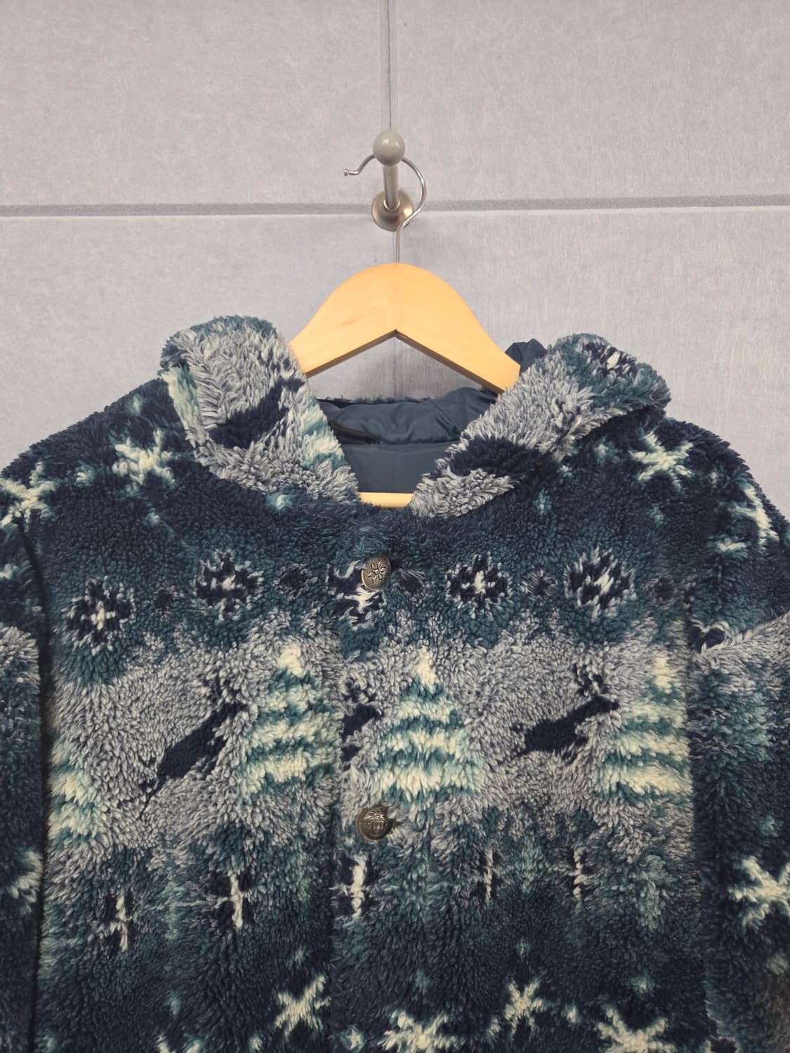 L.L.Bean (엘엘빈) 빈티지 노르딕 패턴 보아 후리스 후드 코트 상품이미지3