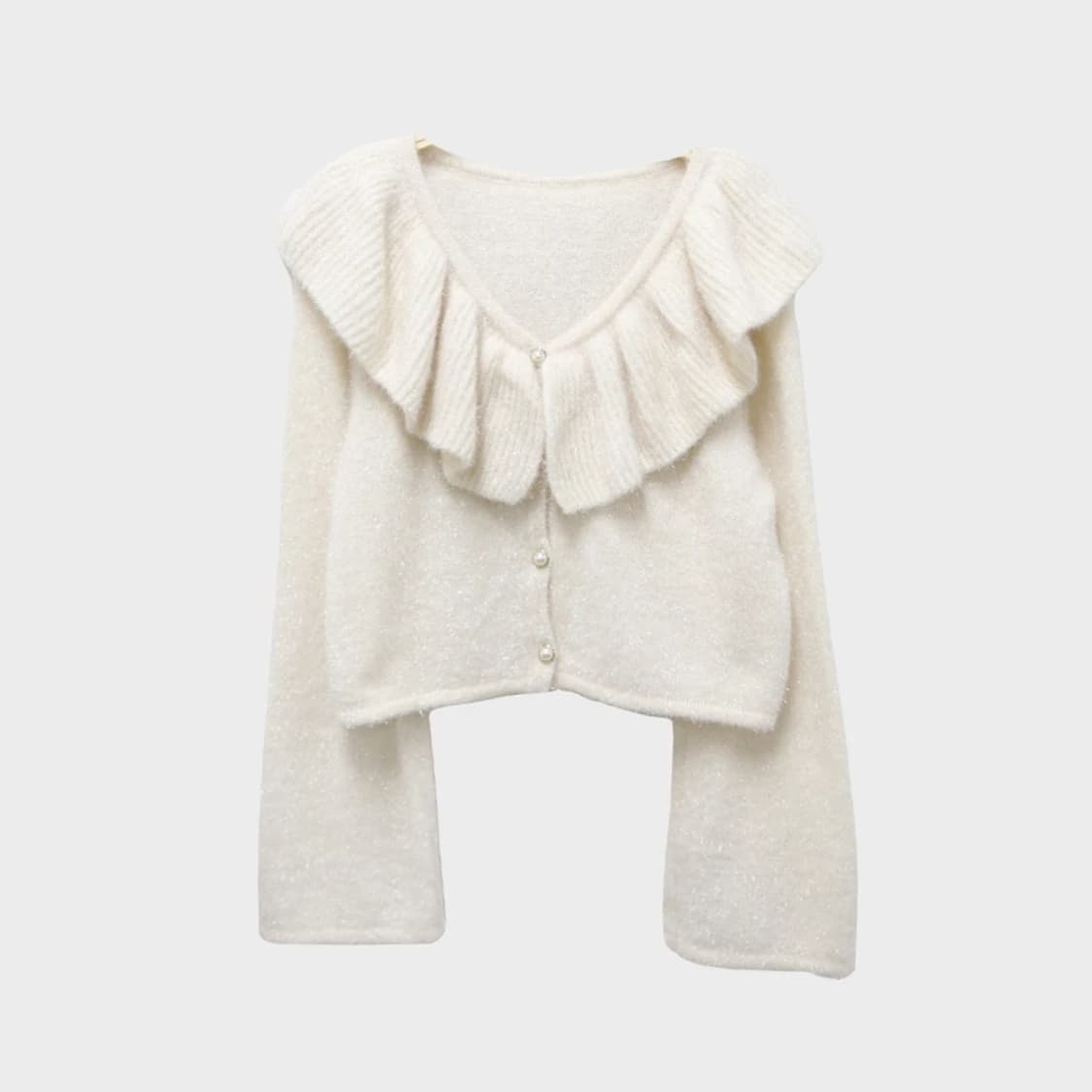 지알엘 빅 프릴 넥 글리터 크롭 니트 가디건 61127 상품이미지1