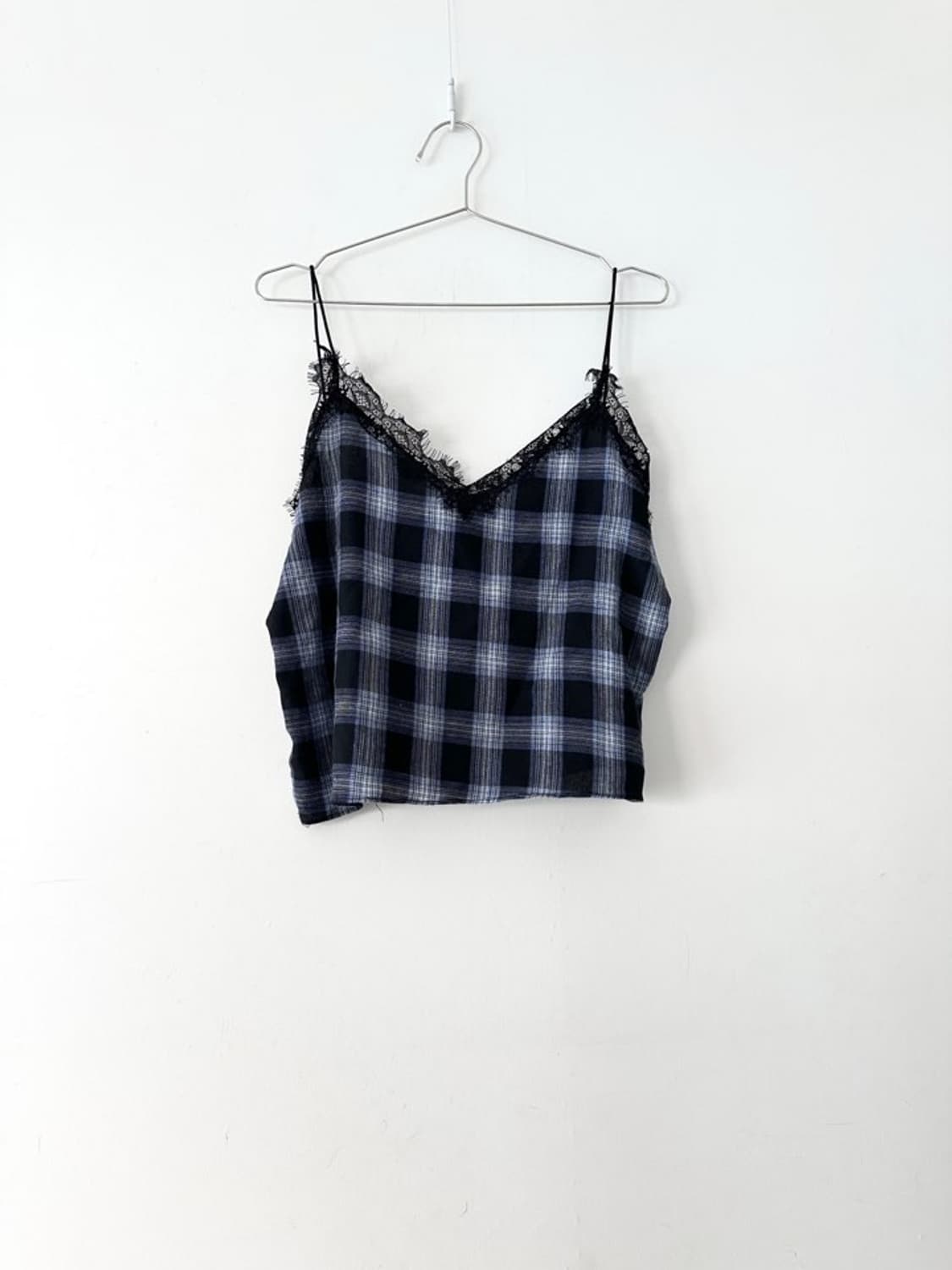 Lace check sleeveless / navy 상품이미지4