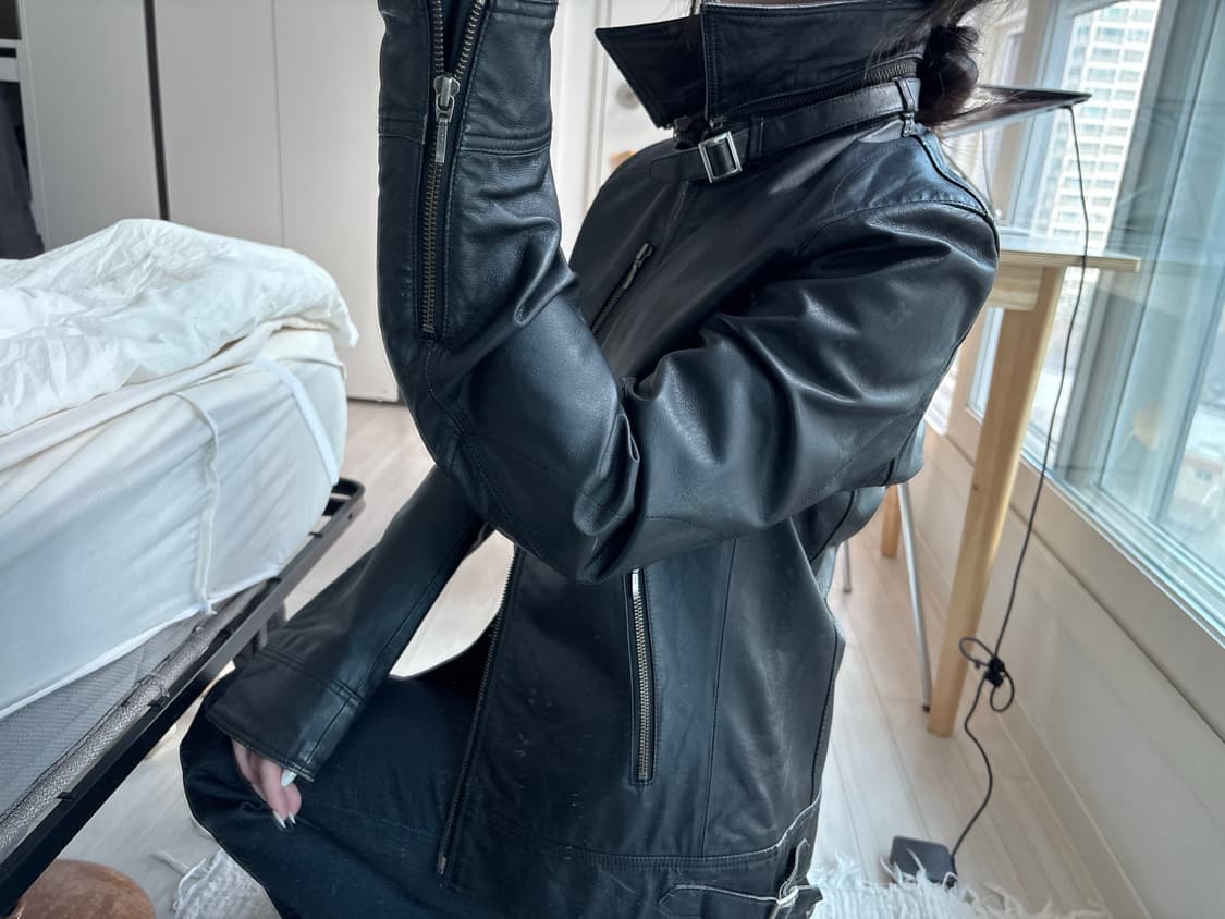 벨티드 라이더 레더 자켓 결제창 상품이미지2