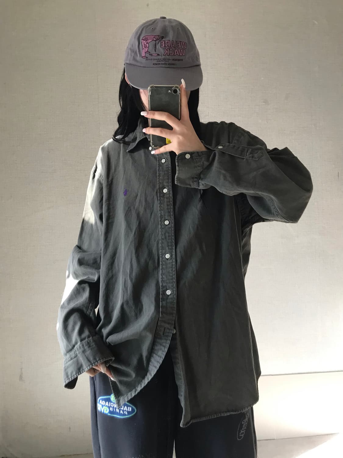 폴로 오버핏 카키 셔츠 상품이미지1